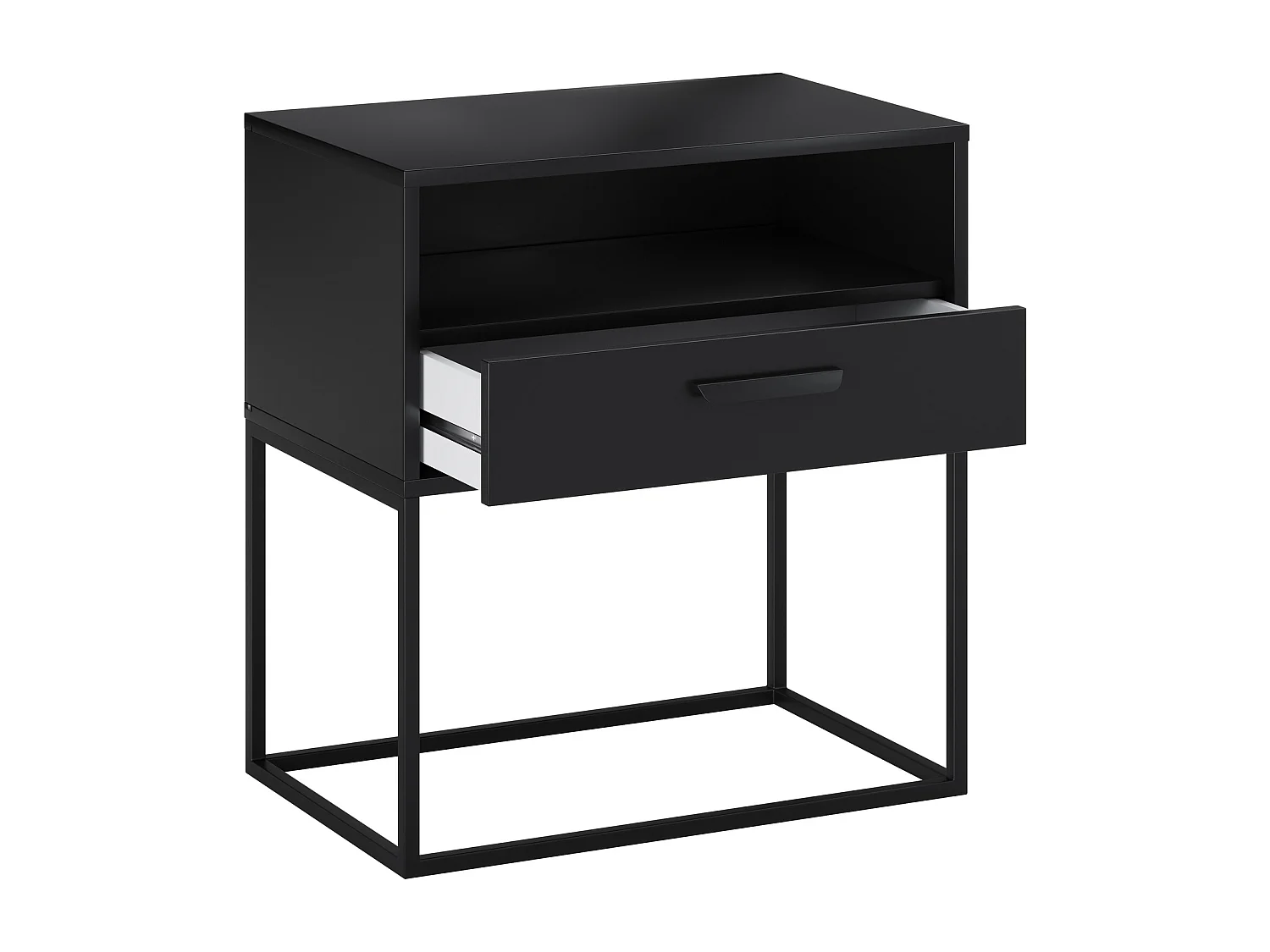 Criado-Mudo Navello Preto 60 cm Frentes Lisos Painel Laminado 1 Gaveta