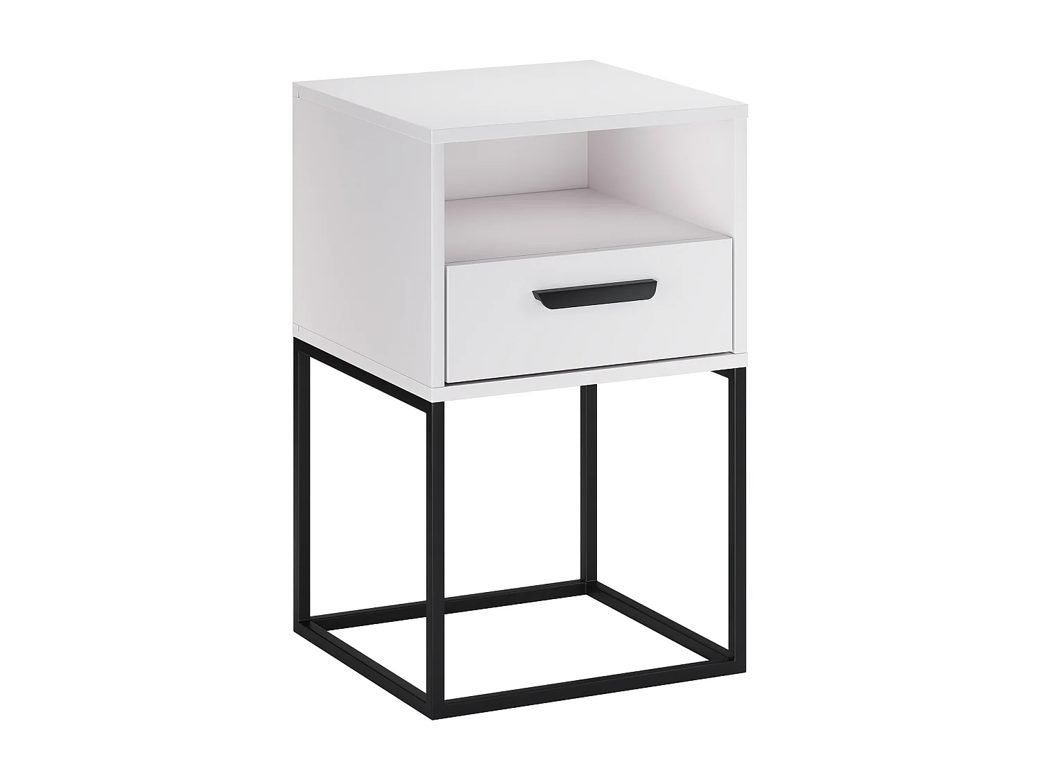 Comodino Navello Bianco 40 cm Fronti Lisci Pannello Laminato 1 Cassetto
