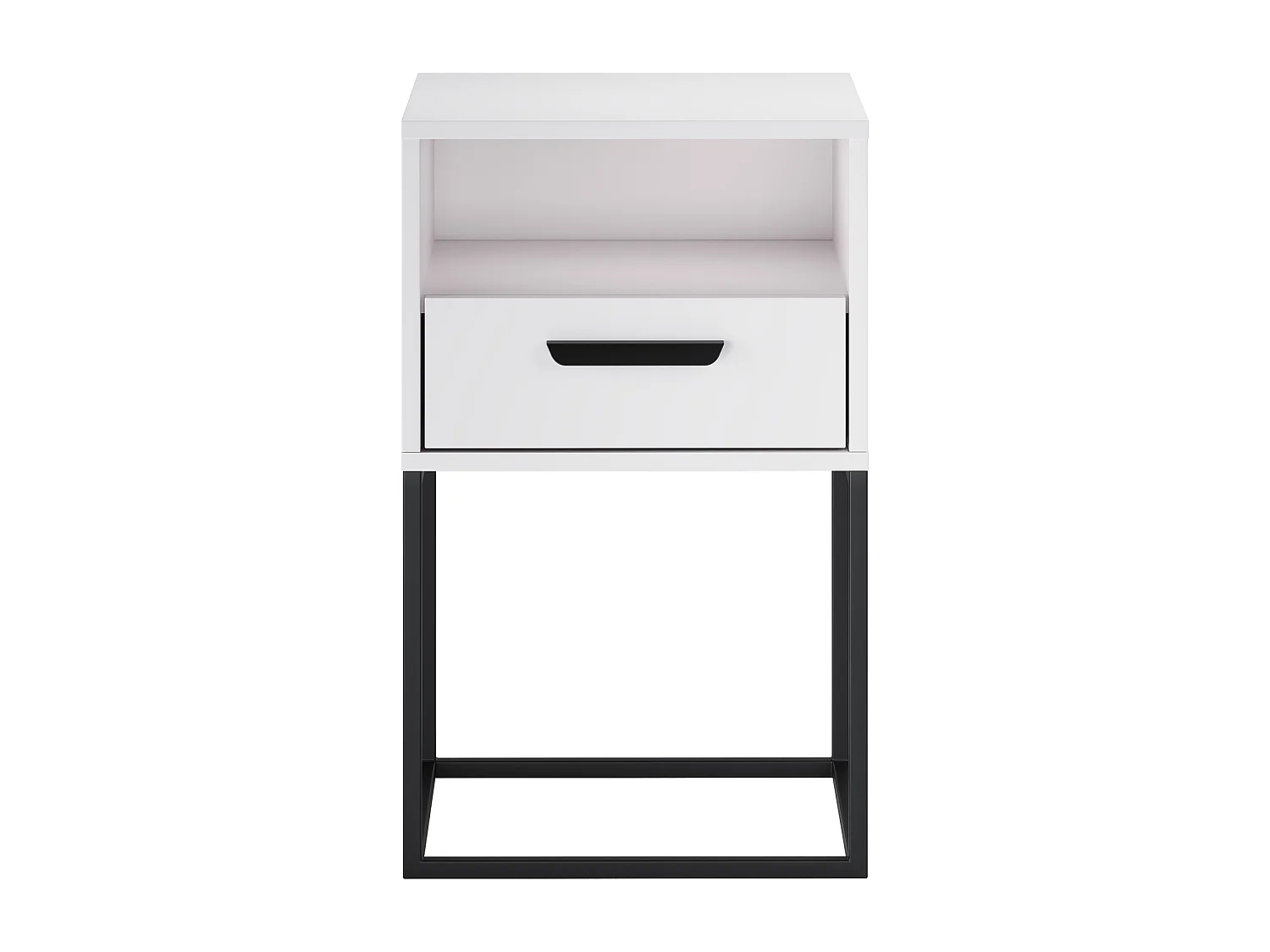 Comodino Navello Bianco 40 cm Fronti Lisci Pannello Laminato 1 Cassetto
