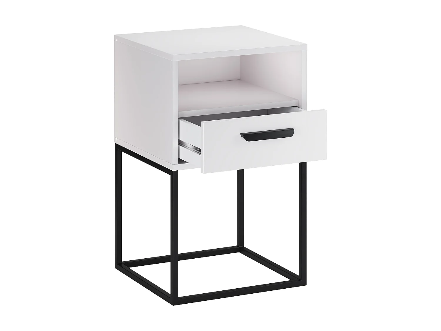 Comodino Navello Bianco 40 cm Fronti Lisci Pannello Laminato 1 Cassetto
