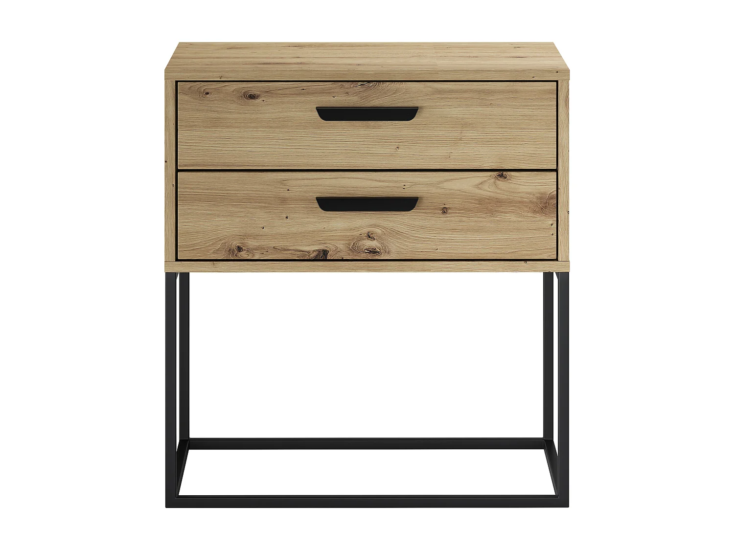 Table de Nuit Navello Chêne Artisan 60 cm Façades Lisses 2 Tiroirs