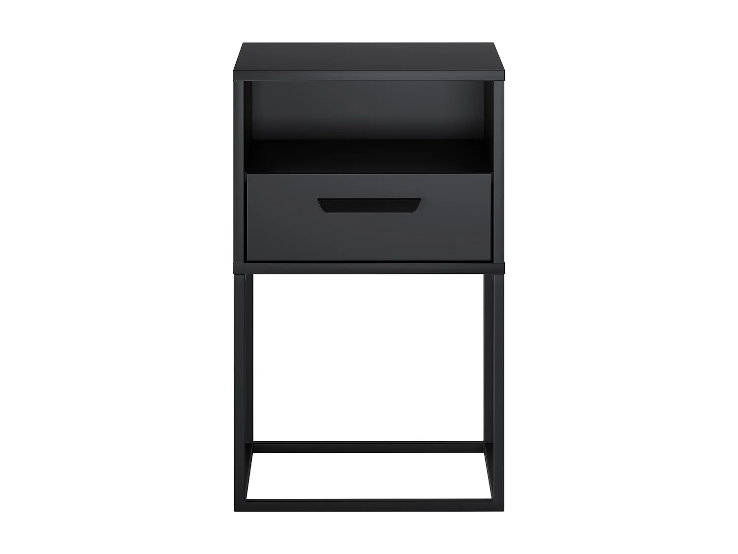 Criado-Mudo Navello Preto 40 cm Frentes Lisos Painel Laminado 1 Gaveta