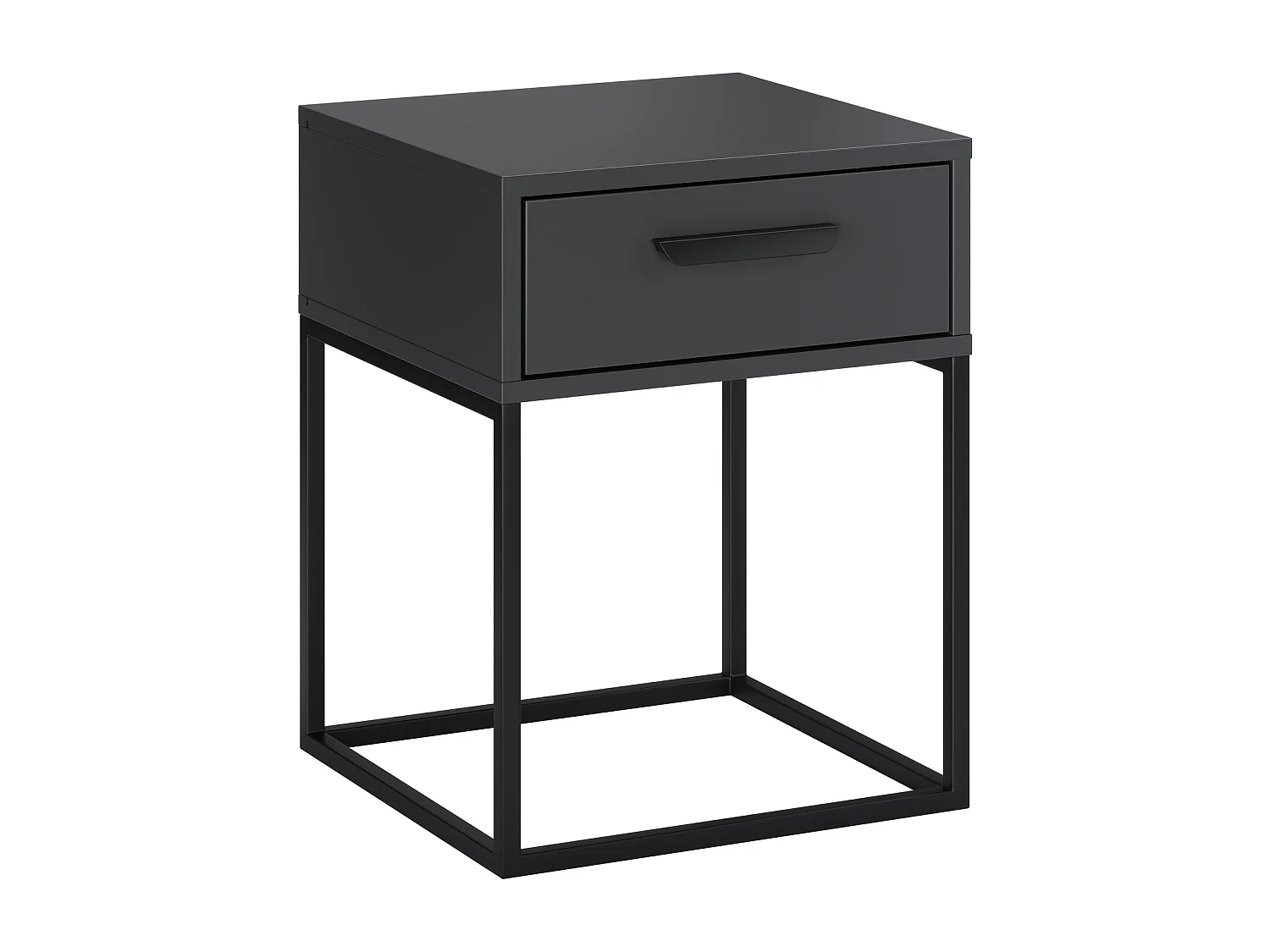 Table de Nuit Navello Anthracite 40 cm 1 Tiroir Structure Métallique