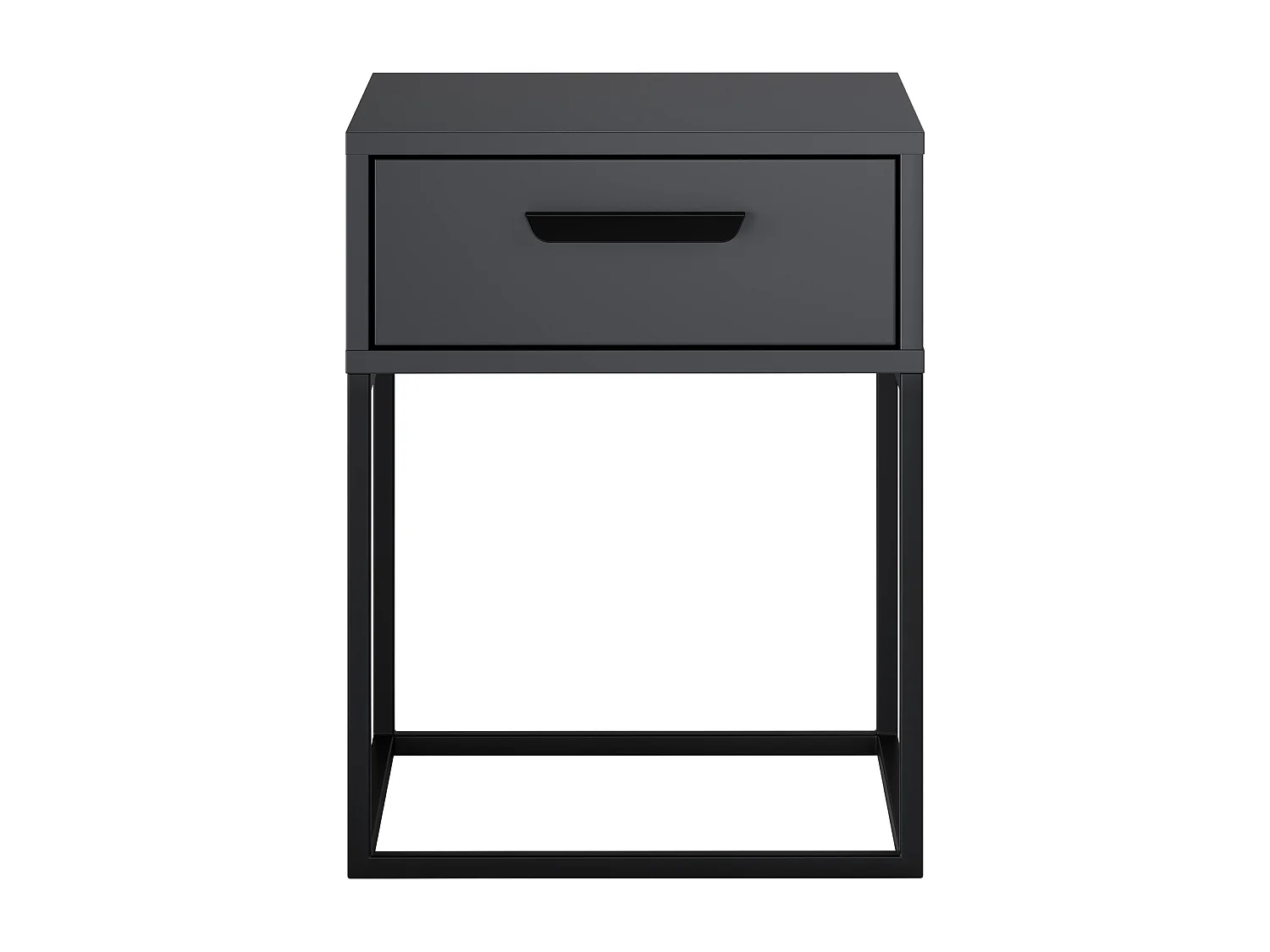Table de Nuit Navello Anthracite 40 cm 1 Tiroir Structure Métallique