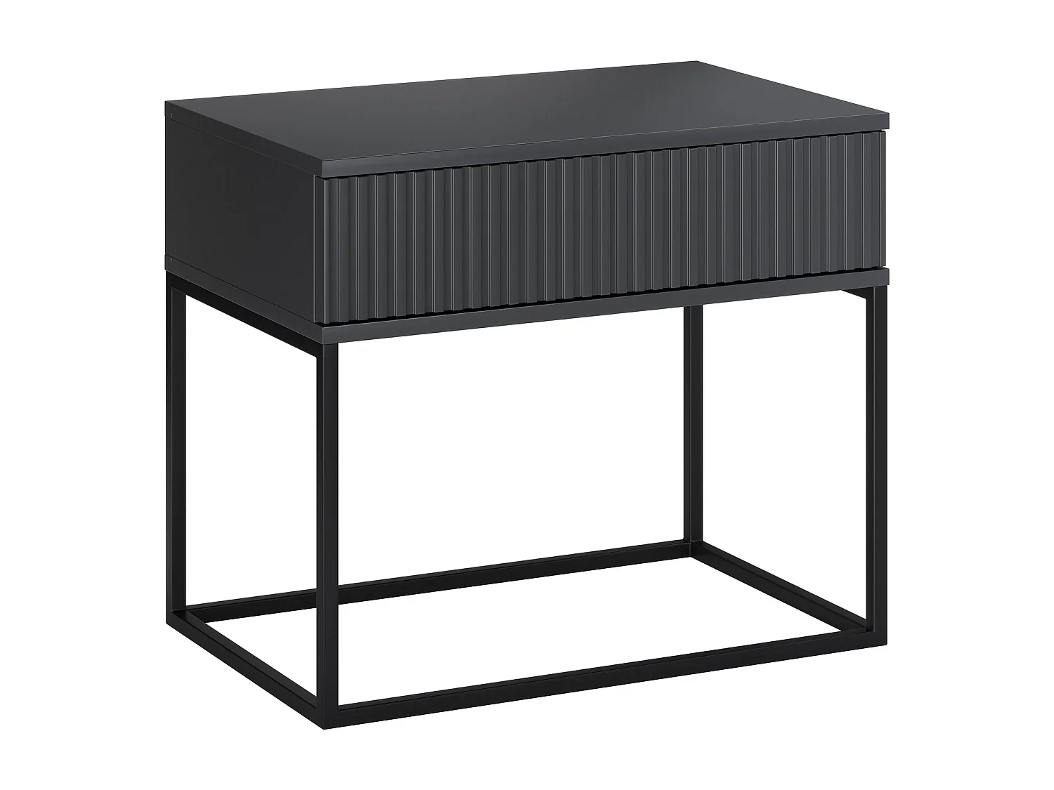 Table de Nuit Spello Anthracite 60 cm Push-to-Open MDF 1 Tiroir