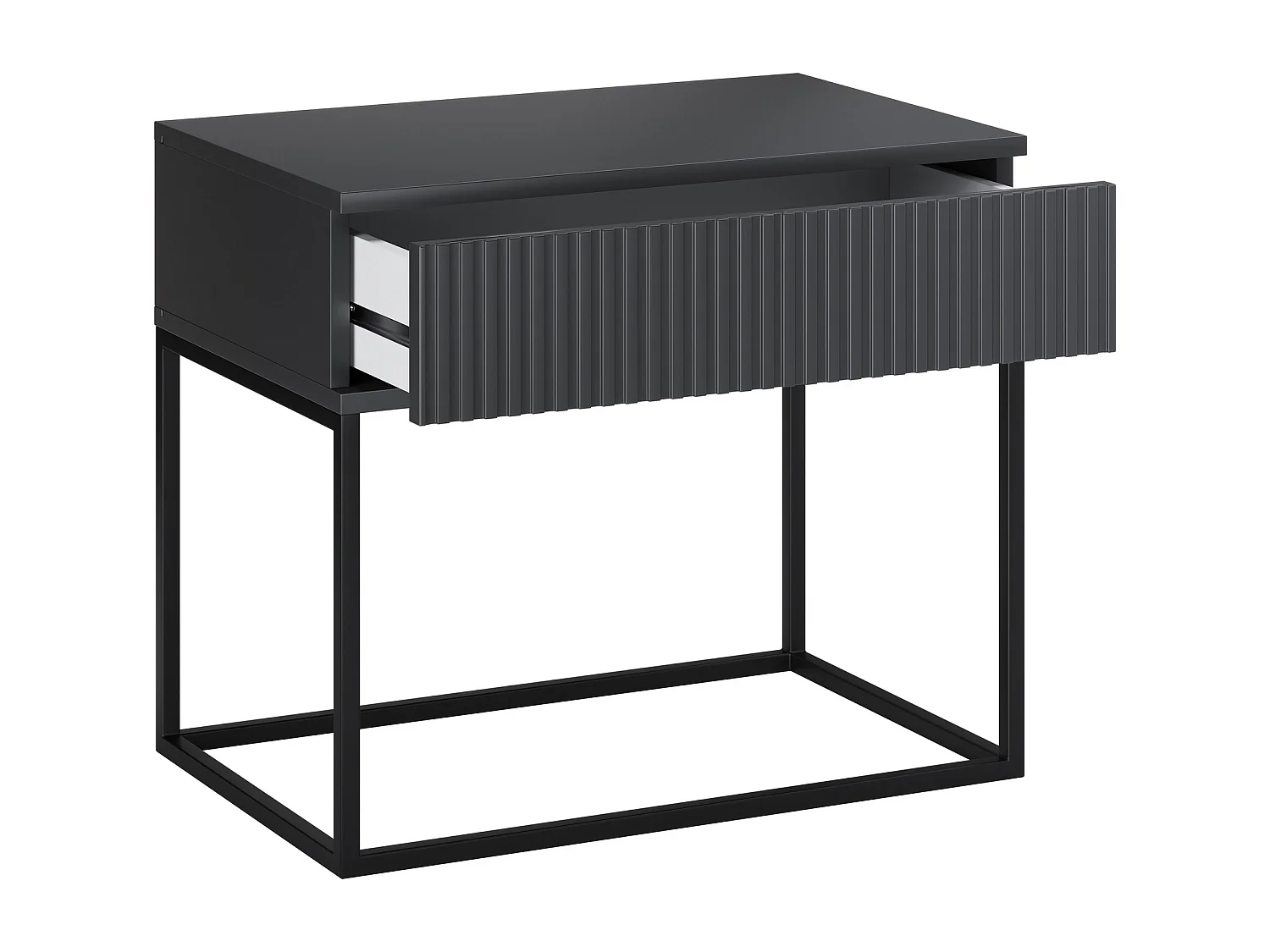 Table de Nuit Spello Anthracite 60 cm Push-to-Open MDF 1 Tiroir