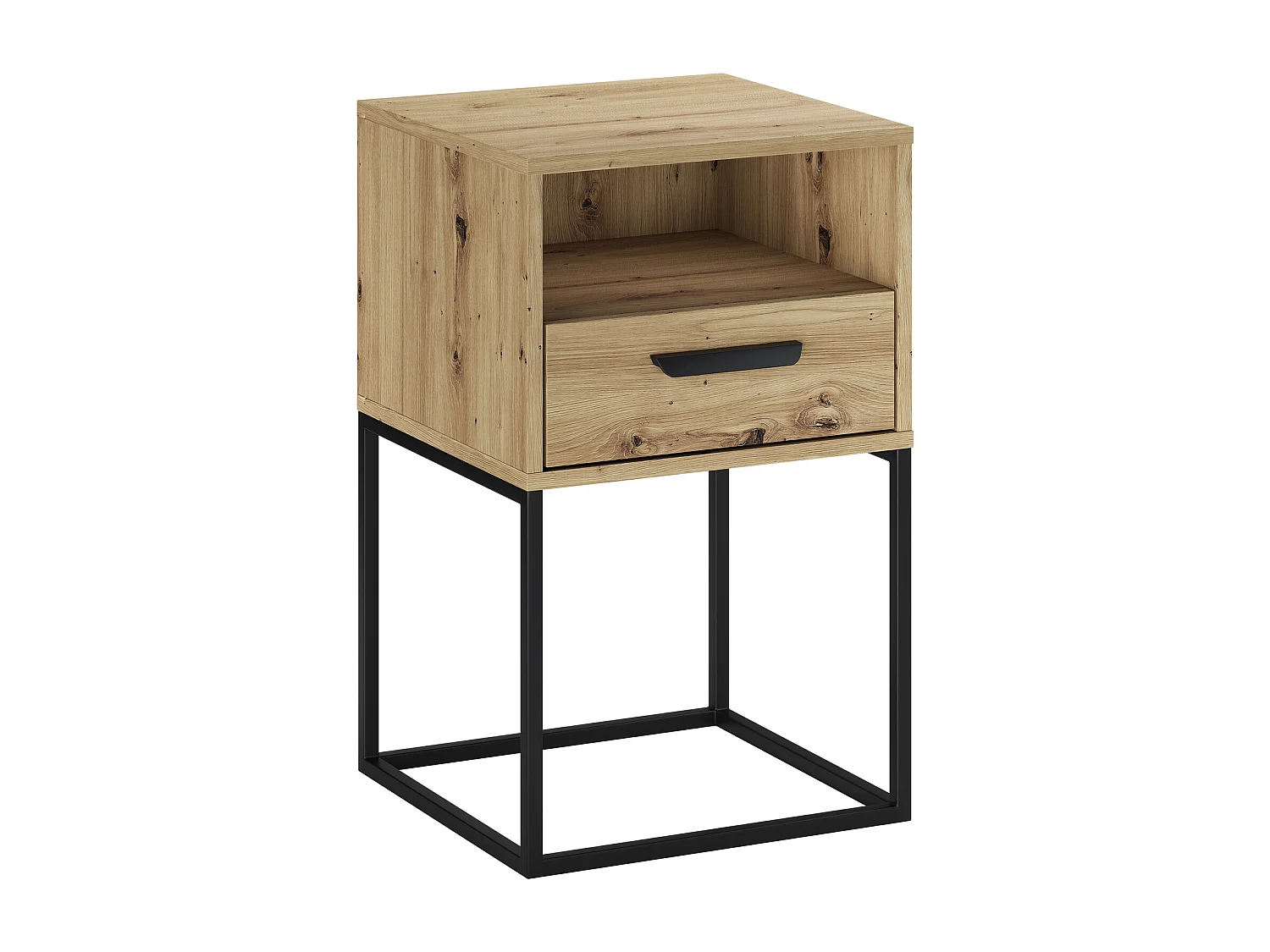 Table de chevet 40 cm avec structure métallique Navello - Chêne artisan