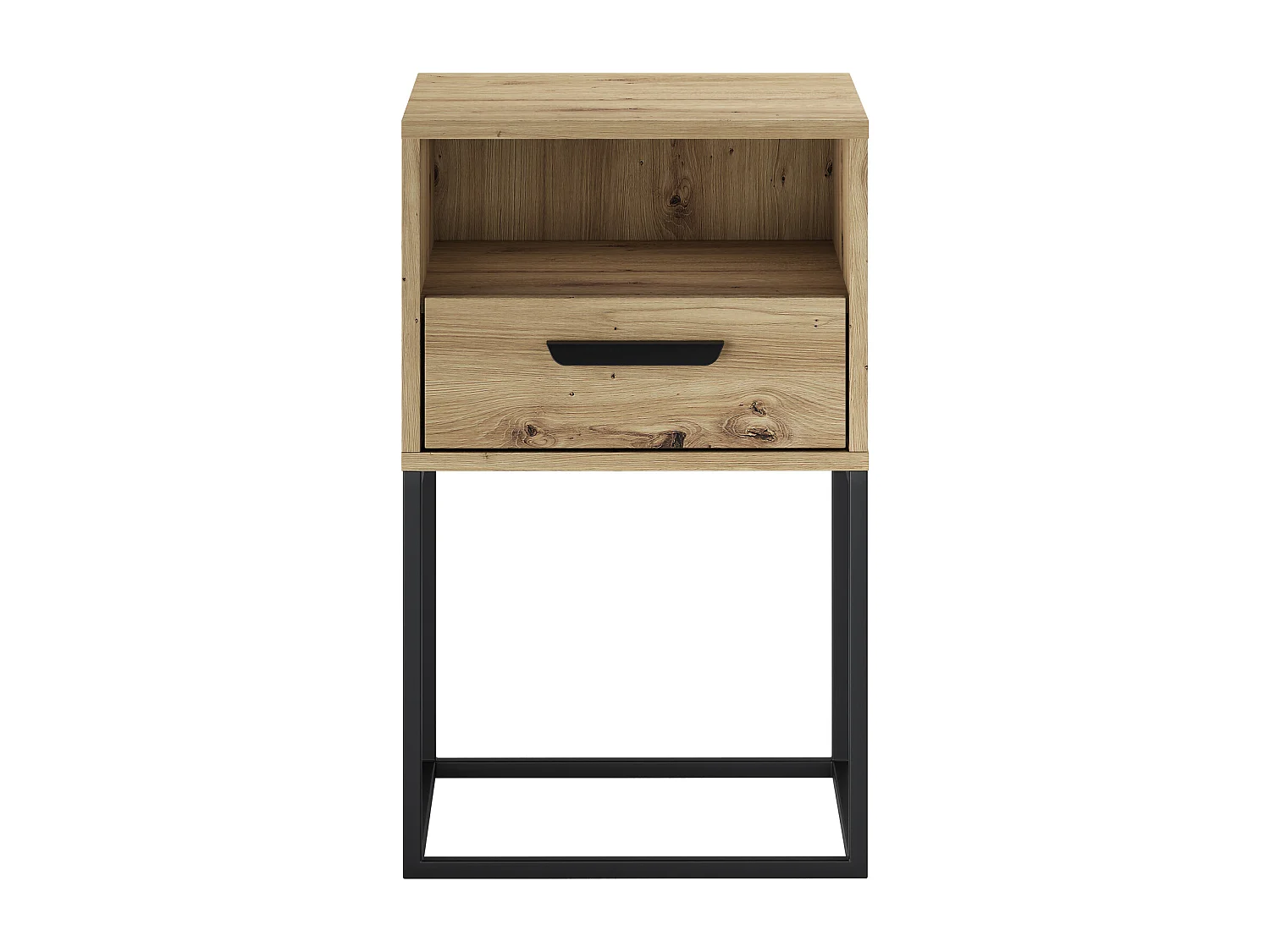 Table de chevet 40 cm avec structure métallique Navello - Chêne artisan