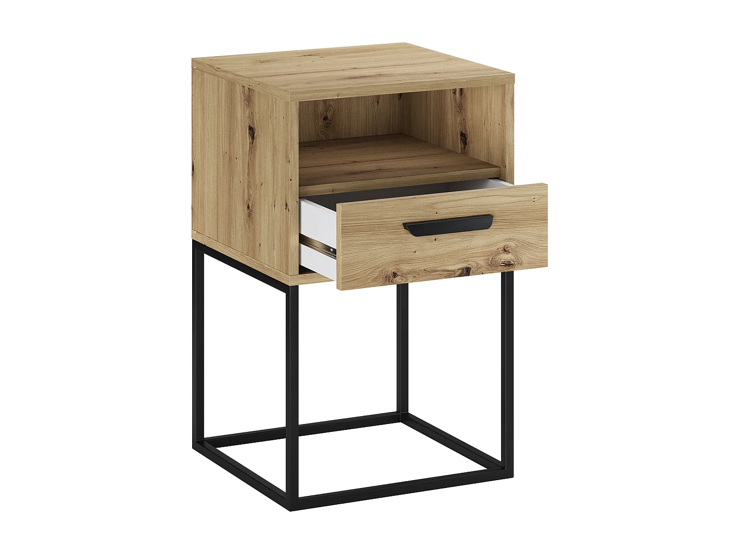 Table de chevet 40 cm avec structure métallique Navello - Chêne artisan