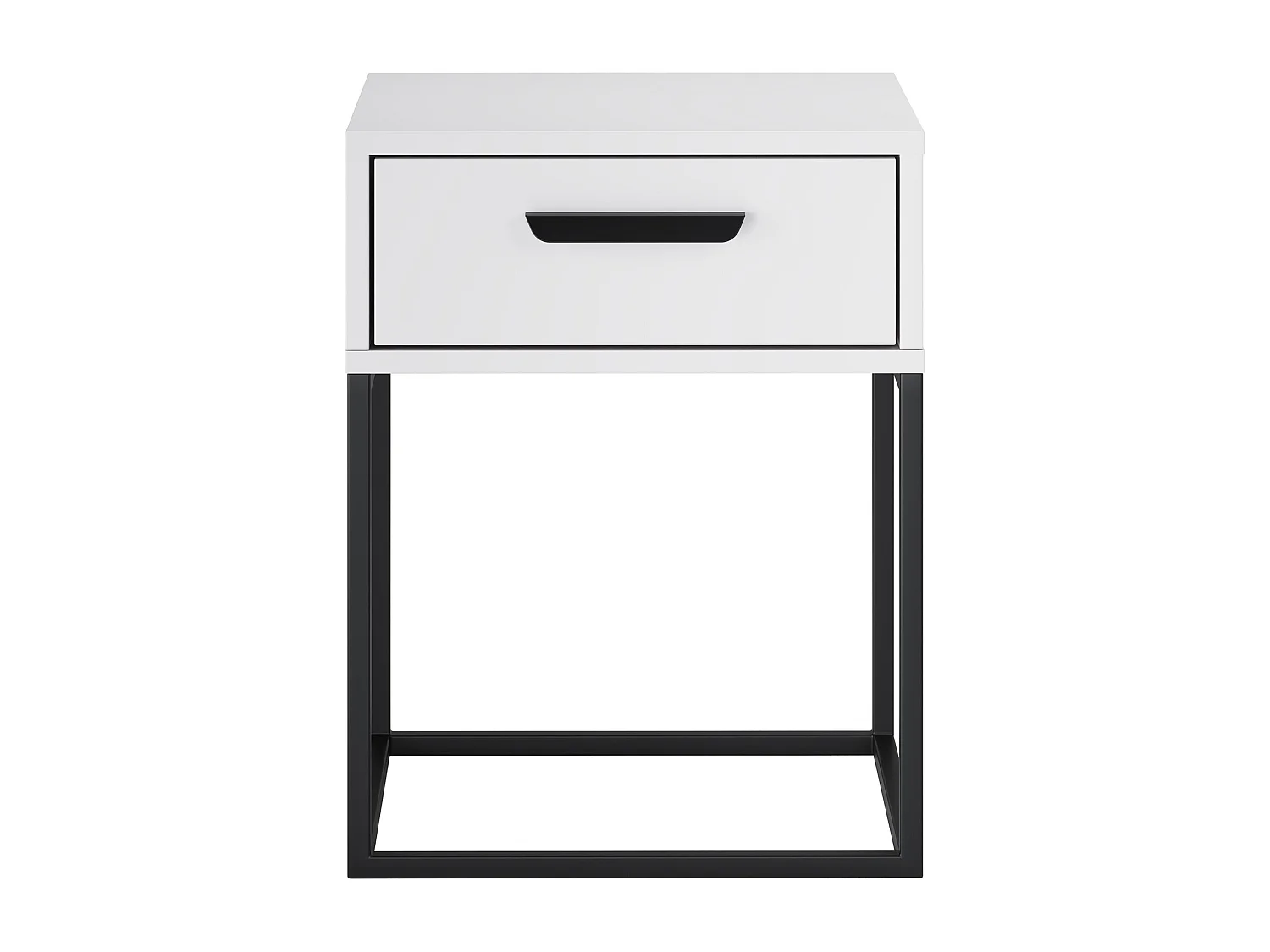 Table de Nuit Navello Blanche 40 cm Fronts Lisses 1 Tiroir Panneau Stratifié