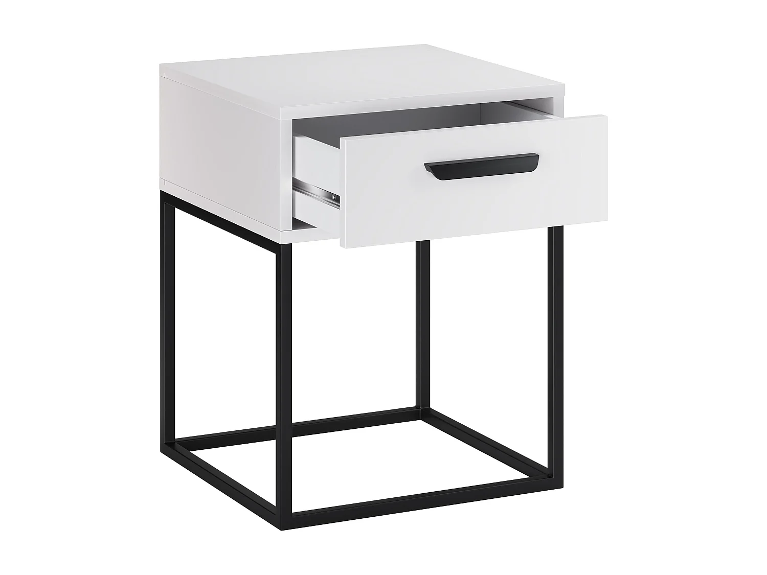 Table de Nuit Navello Blanche 40 cm Fronts Lisses 1 Tiroir Panneau Stratifié