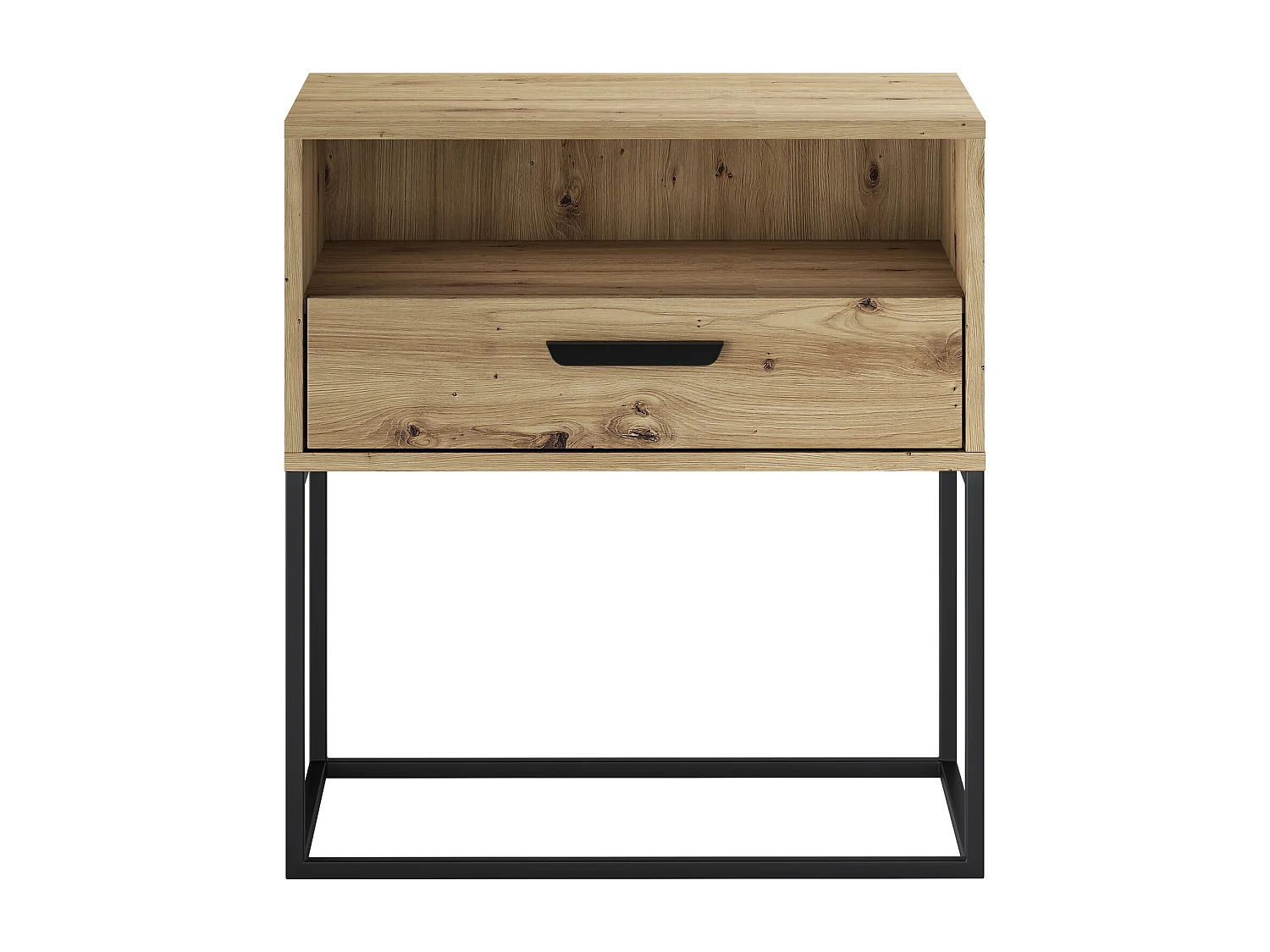 Table de Nuit Navello Chêne Artisan 60 cm Façades Lisses 1 Tiroir Panneau Stratifié