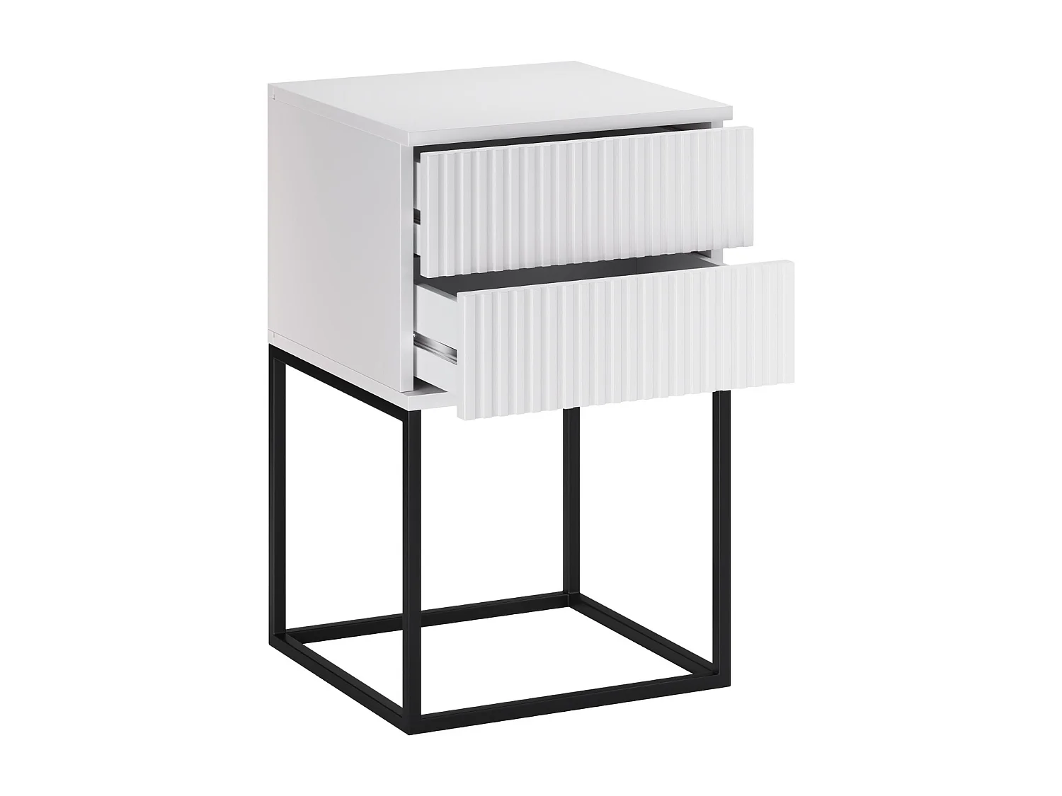 Criado-Mudo Spello Branco 40 cm Push-to-Open MDF 2 Gavetas