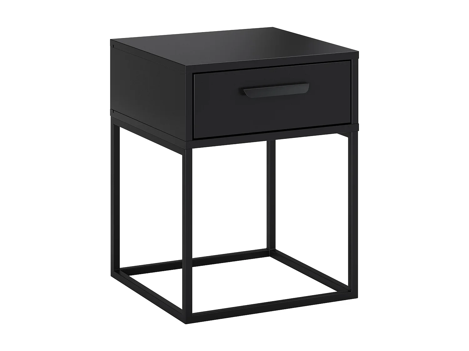Table de Nuit Navello Noire 40 cm 1 Tiroir Structure Métallique