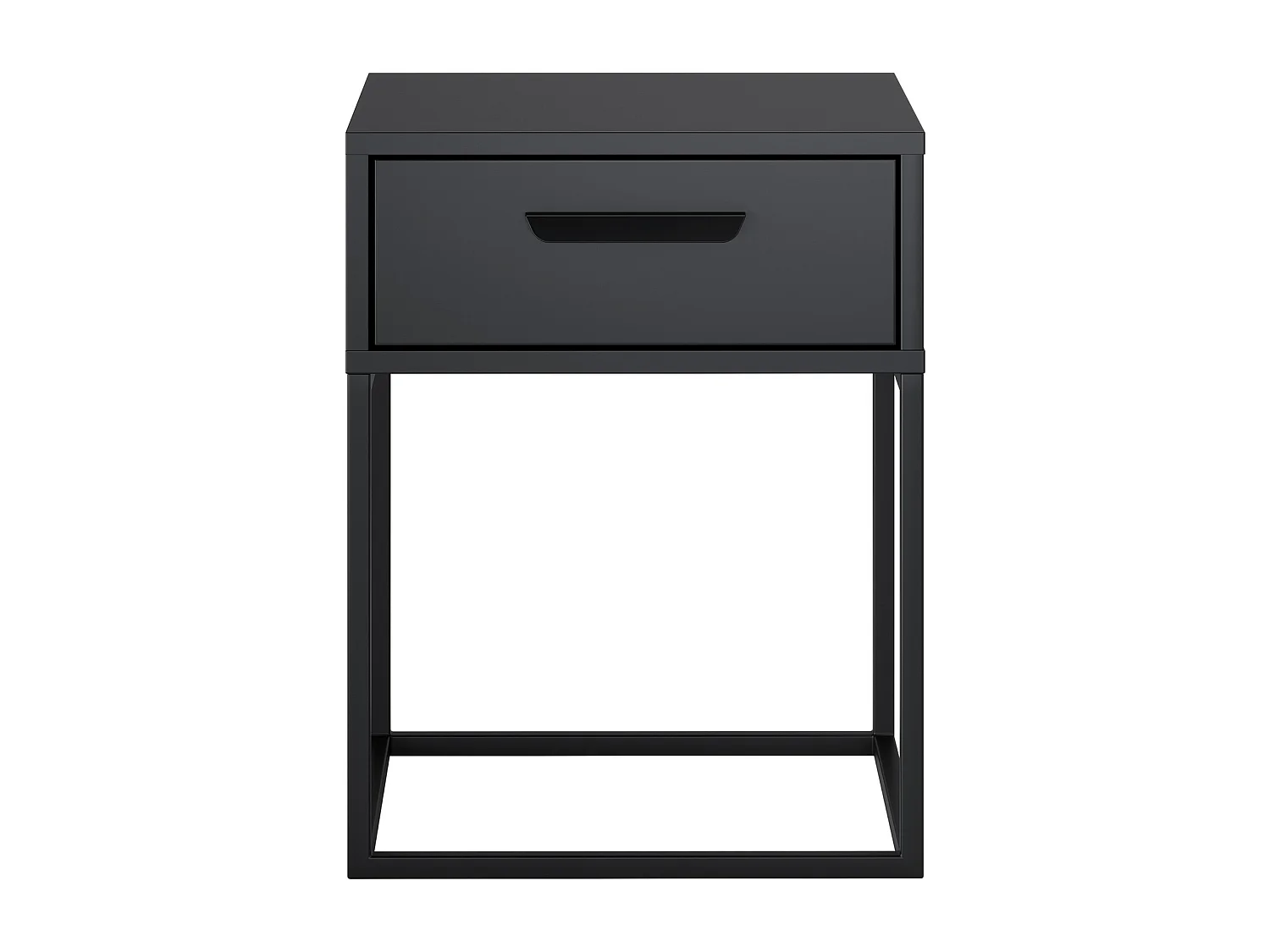 Table de Nuit Navello Noire 40 cm 1 Tiroir Structure Métallique