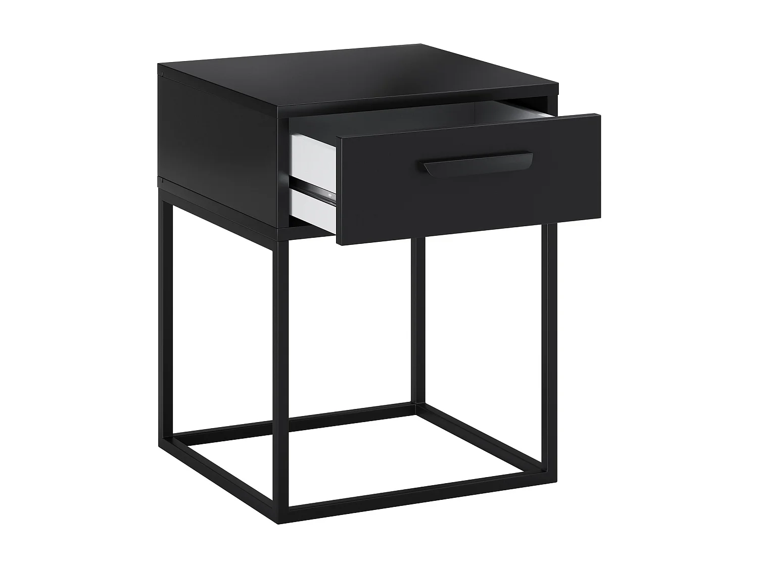 Table de Nuit Navello Noire 40 cm 1 Tiroir Structure Métallique