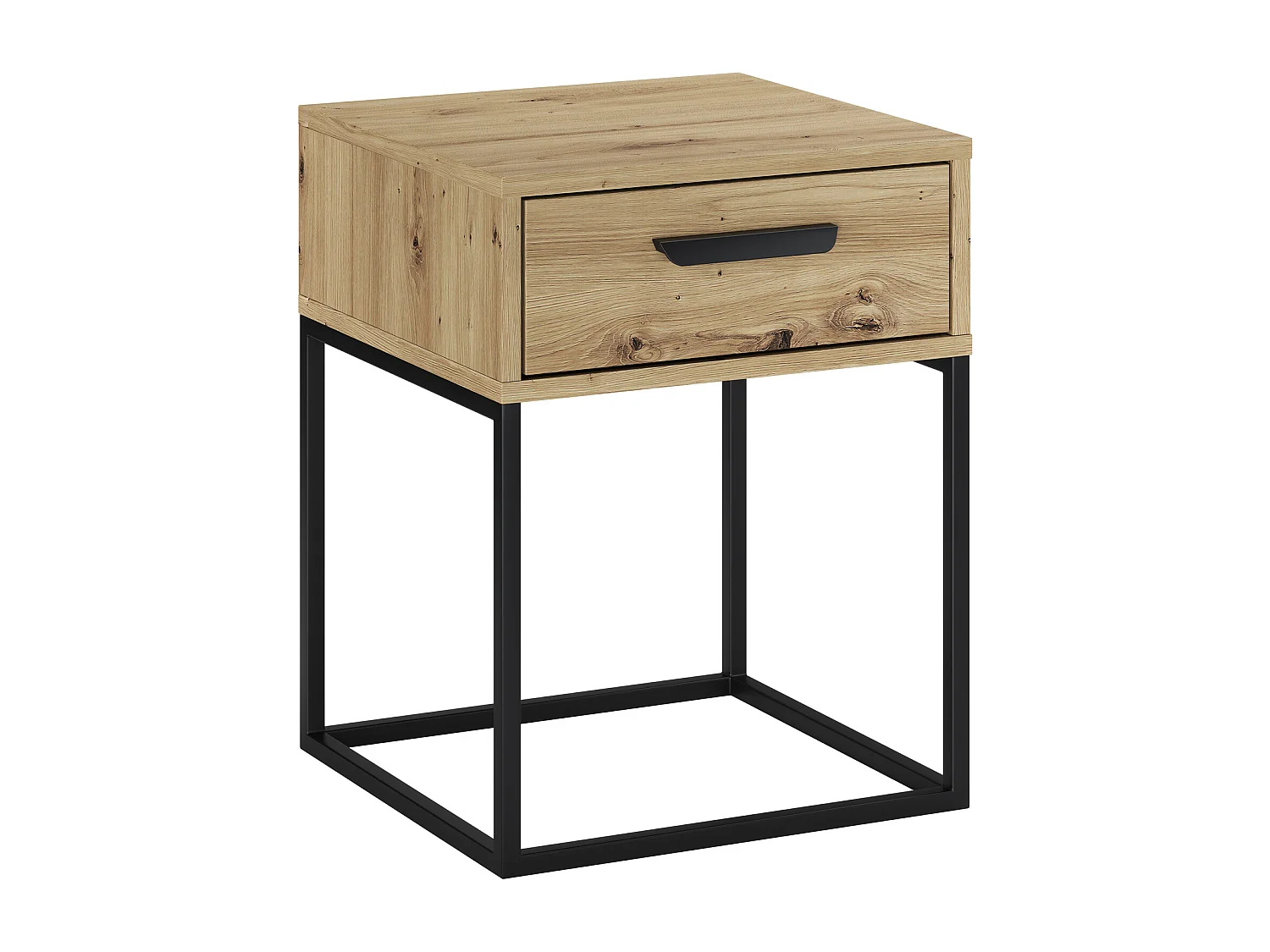 Table de Nuit Navello Chêne Artisan 40 cm Façades Lisses 1 Tiroir Mélamine