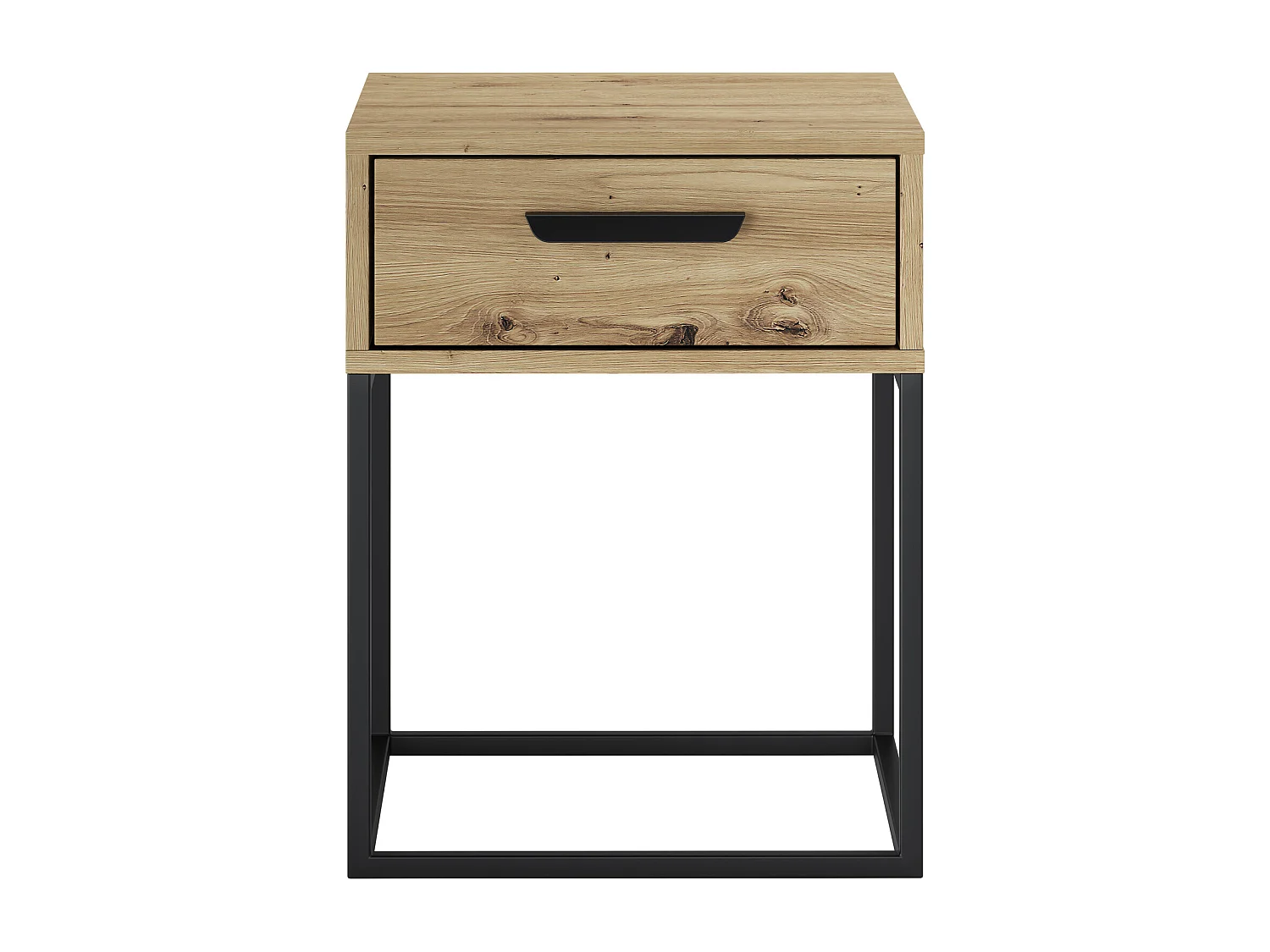Table de Nuit Navello Chêne Artisan 40 cm Façades Lisses 1 Tiroir Mélamine