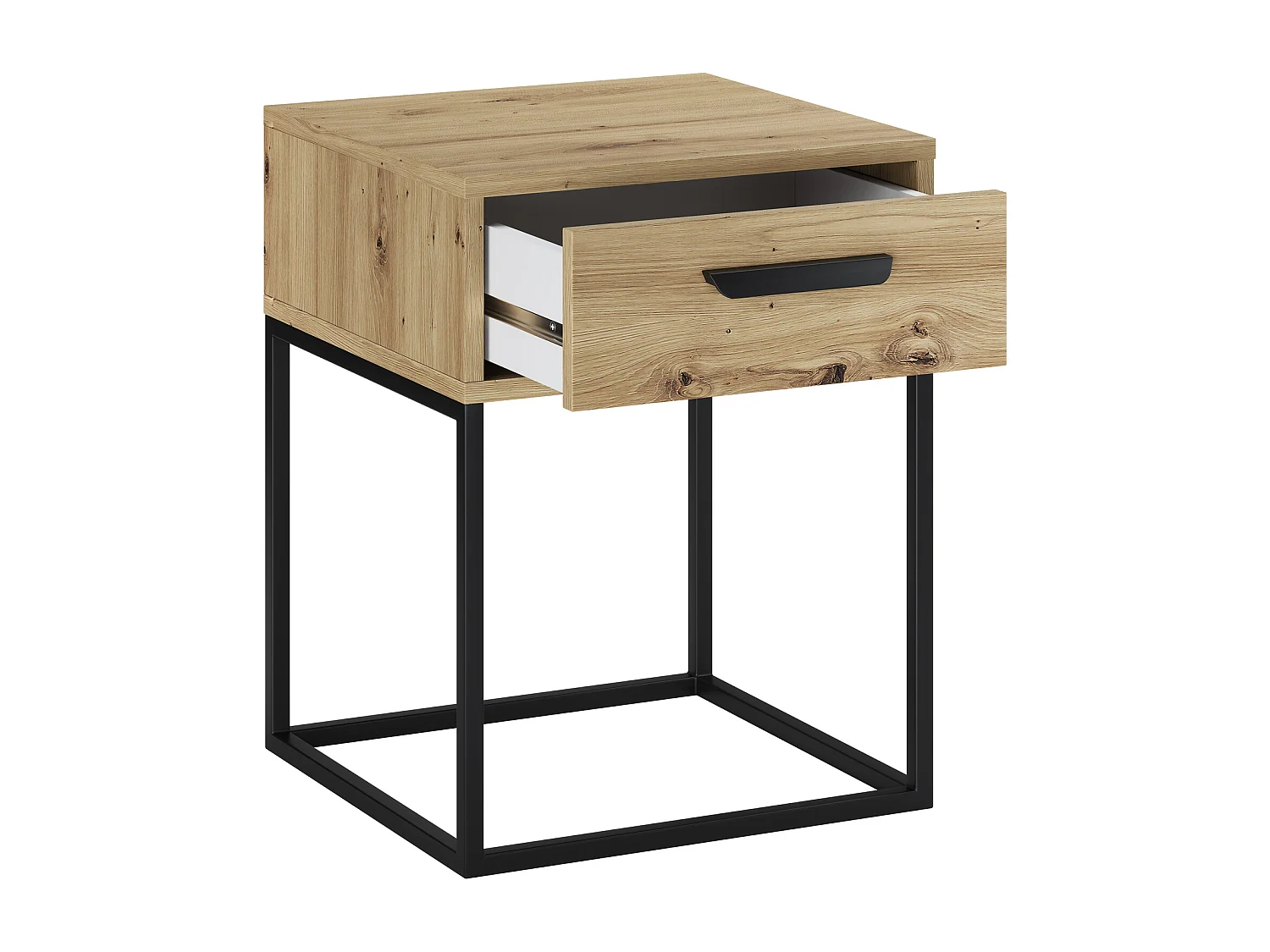 Table de Nuit Navello Chêne Artisan 40 cm Façades Lisses 1 Tiroir Mélamine