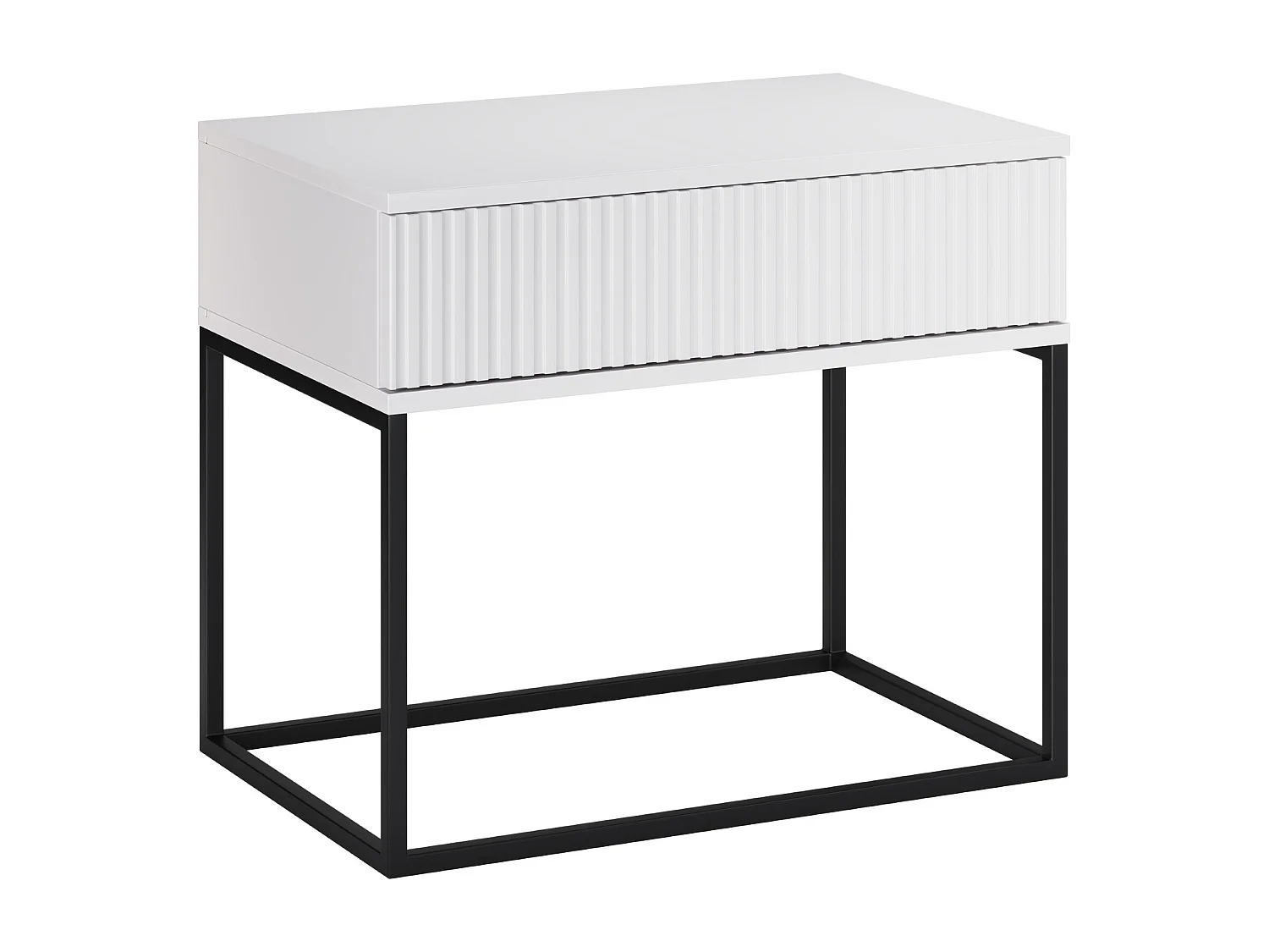 Table de Nuit Spello Blanche 60 cm Push-to-Open MDF 1 Tiroir