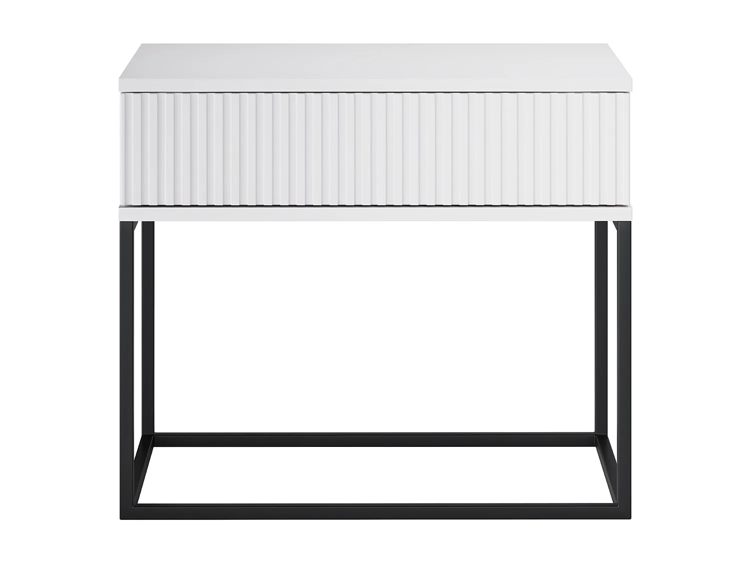 Table de Nuit Spello Blanche 60 cm Push-to-Open MDF 1 Tiroir