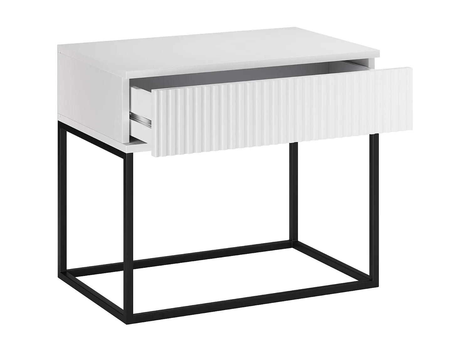 Table de Nuit Spello Blanche 60 cm Push-to-Open MDF 1 Tiroir