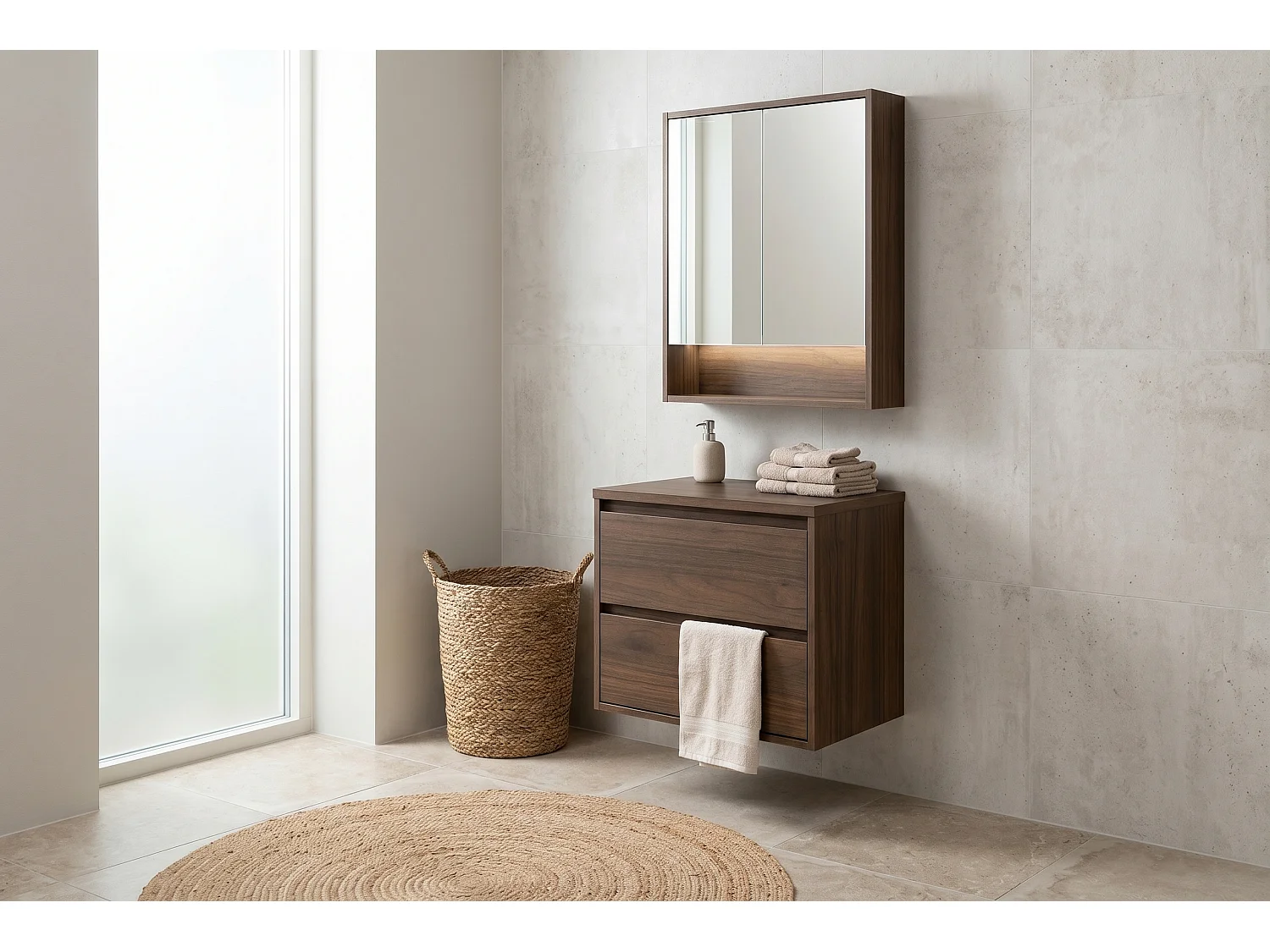 Ensemble de meubles Costano Villa 60cm avec plan de travail et armoire avec miroir