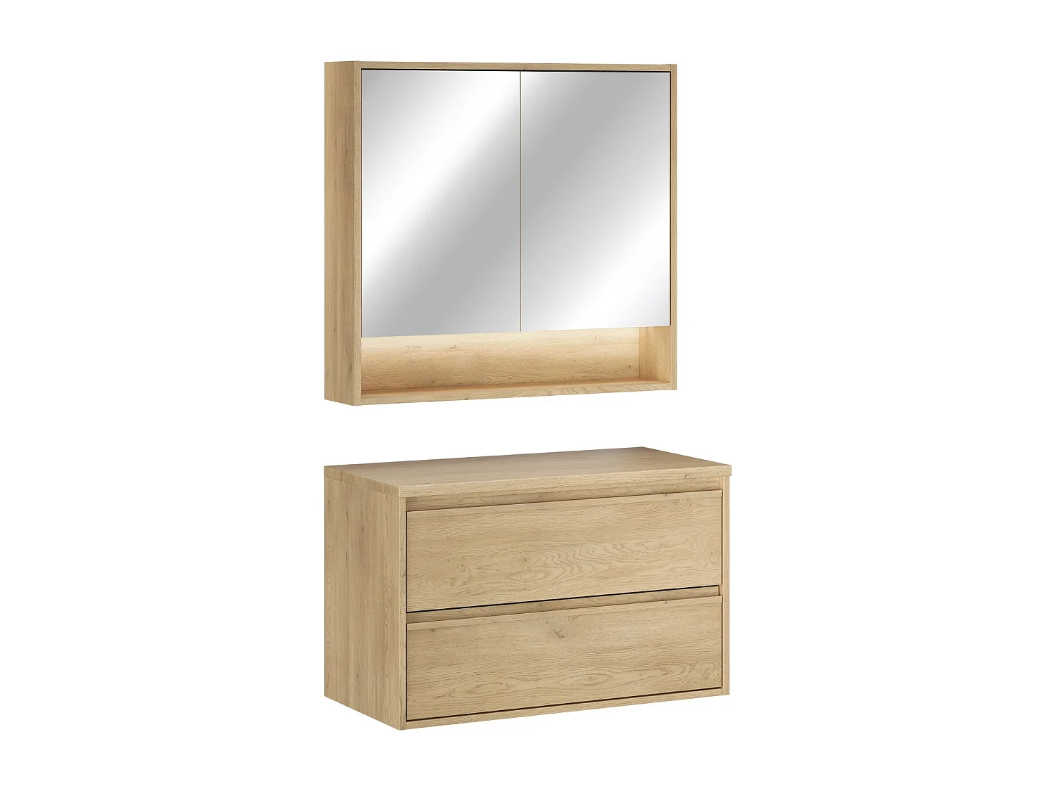 Ensemble de meubles Costano Cremona 80cm avec plan de travail et armoire avec miroir