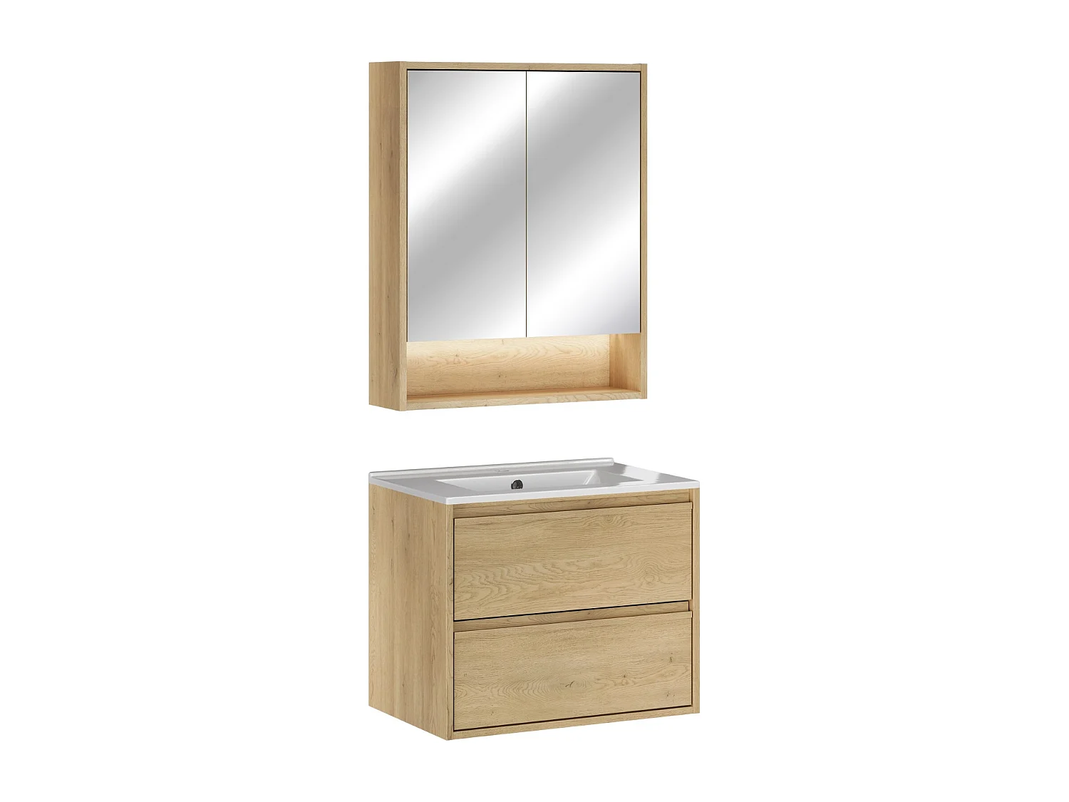 Set di mobili da 60cm con lavabo da mobile Lava e armadietto con specchio
