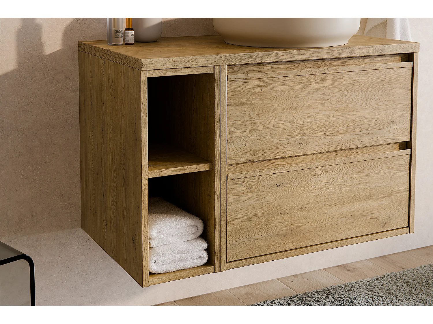 Ensemble de meubles Costano Cremona 60cm avec plan de travail et lavabo à poser River