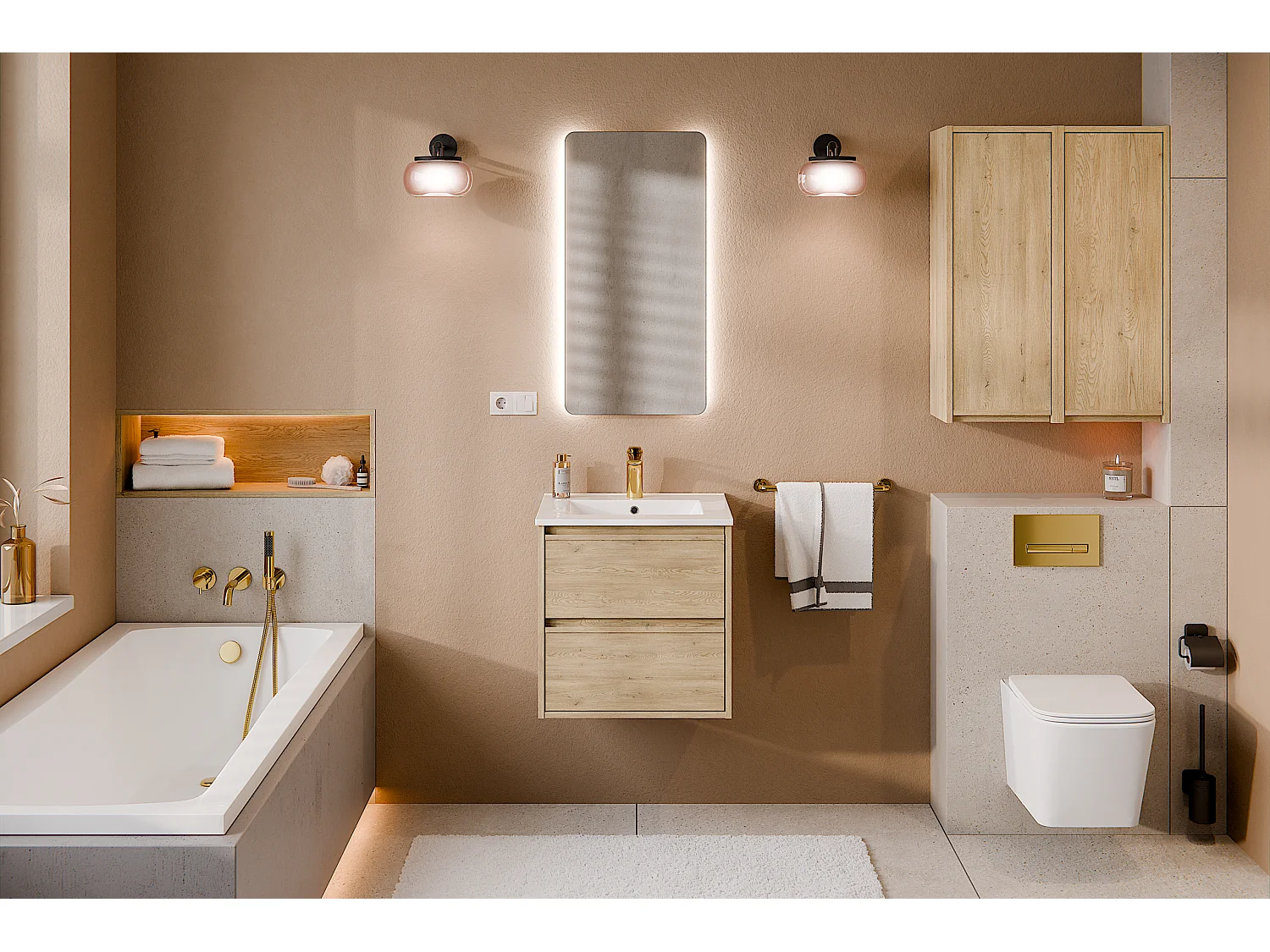 Ensemble de meubles de 80 cm avec lavabo de meuble Lava - Costano Cremona