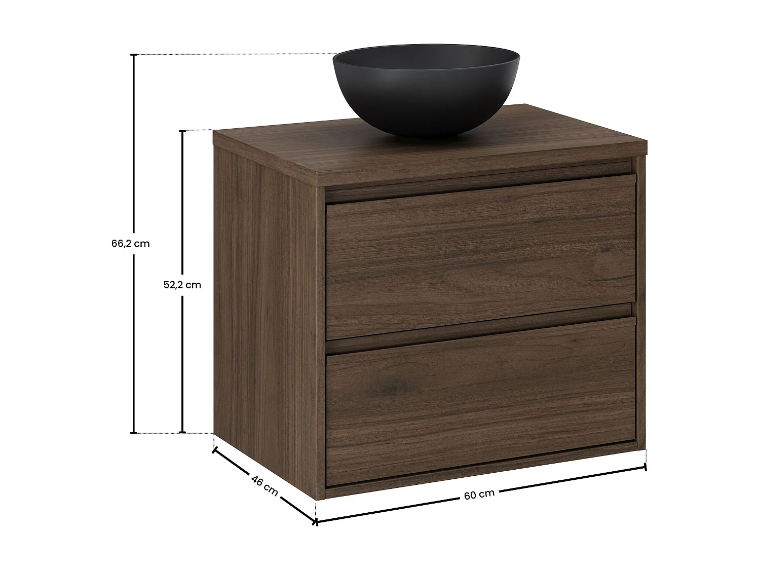 Set di mobili Costano Villa 60cm con piano e lavabo da appoggio Domi