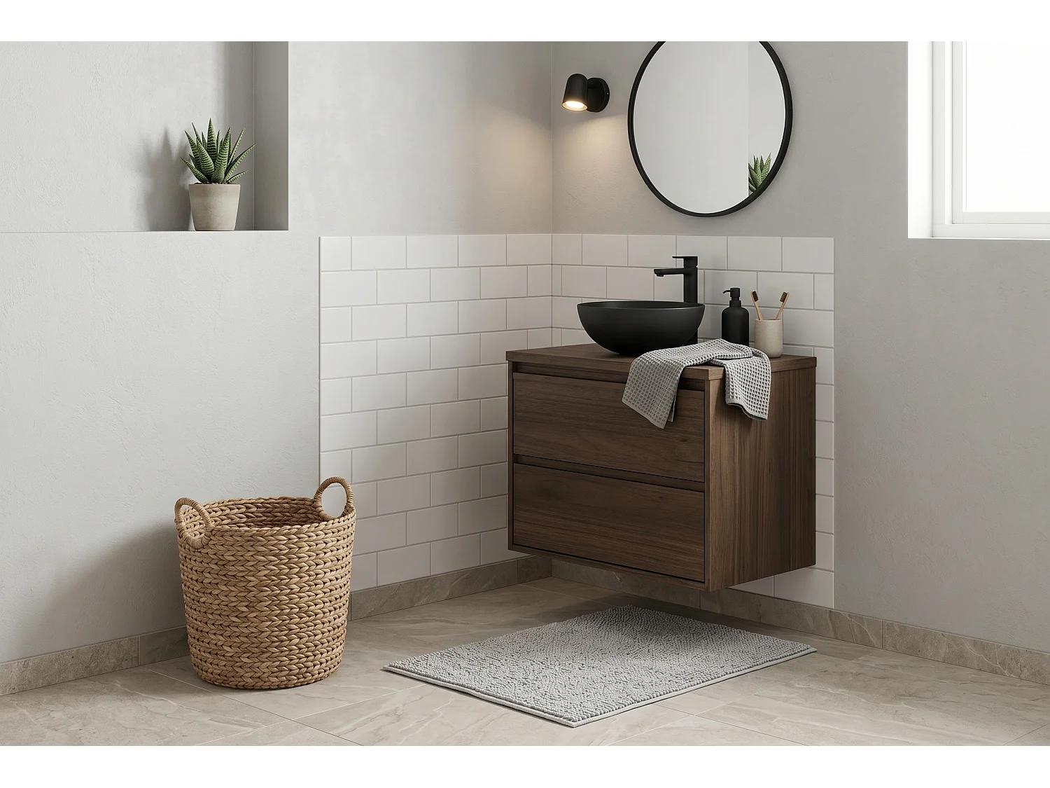 Set di mobili Costano Villa 60cm con piano e lavabo da appoggio Domi