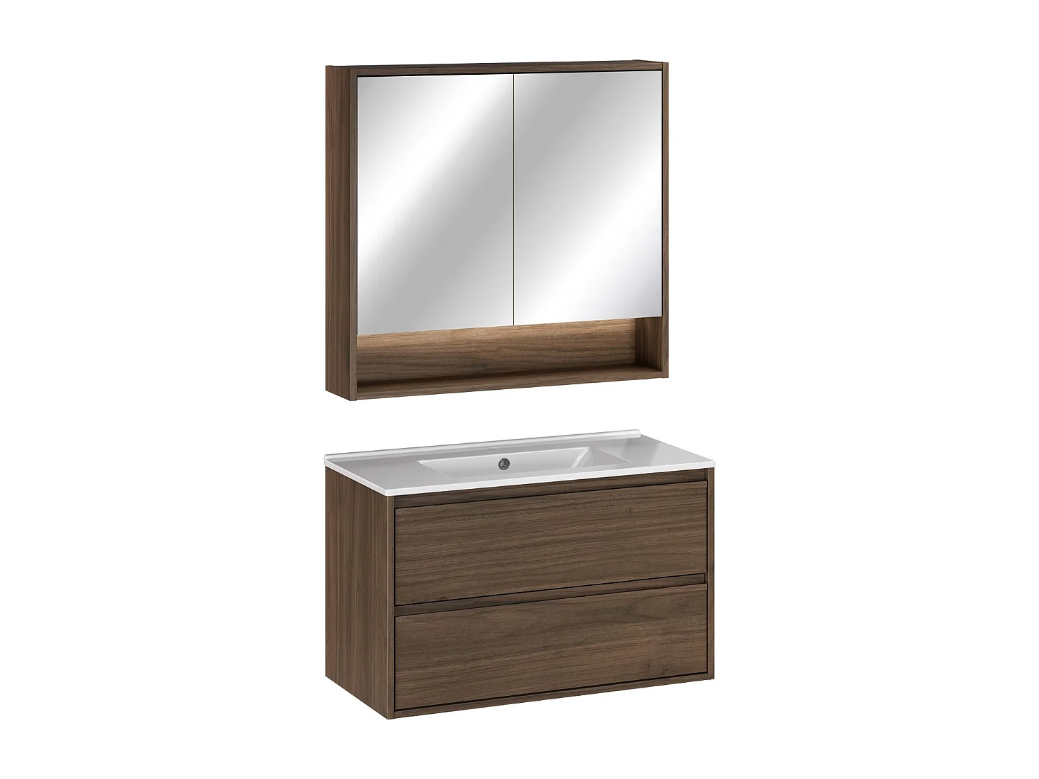 Ensemble de meubles de 80 cm avec lavabo de meuble Lava et armoire miroir - Costano Villa