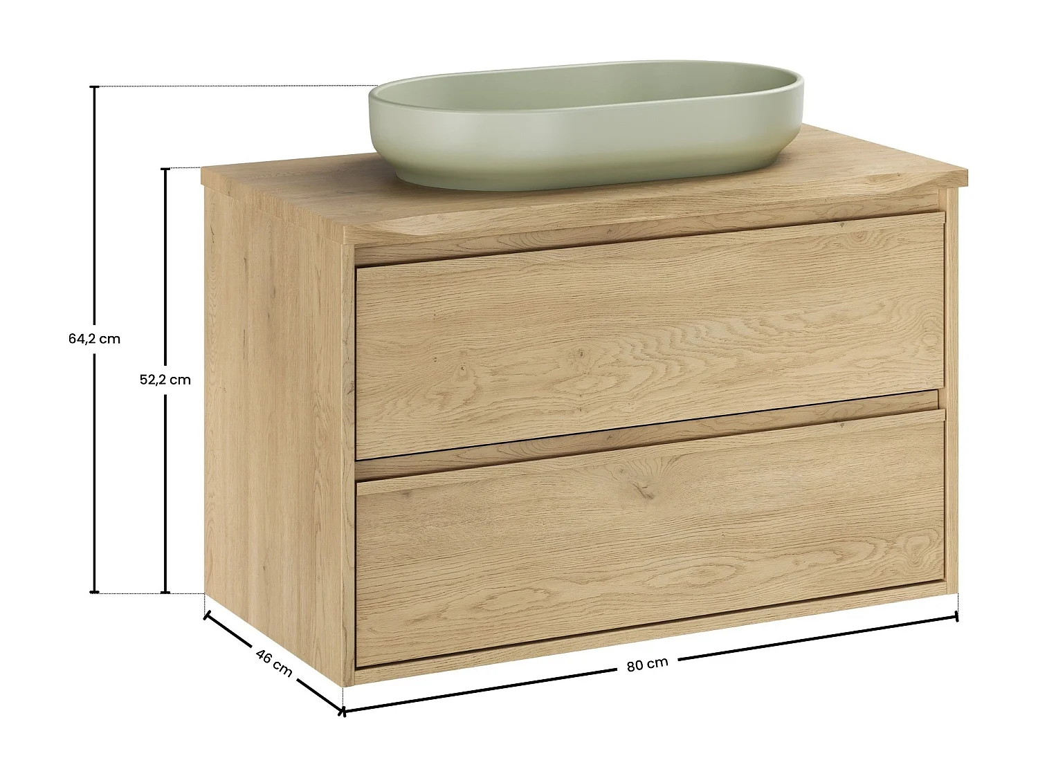 Set di mobili Costano Cremona 80cm con piano e lavabo da appoggio River