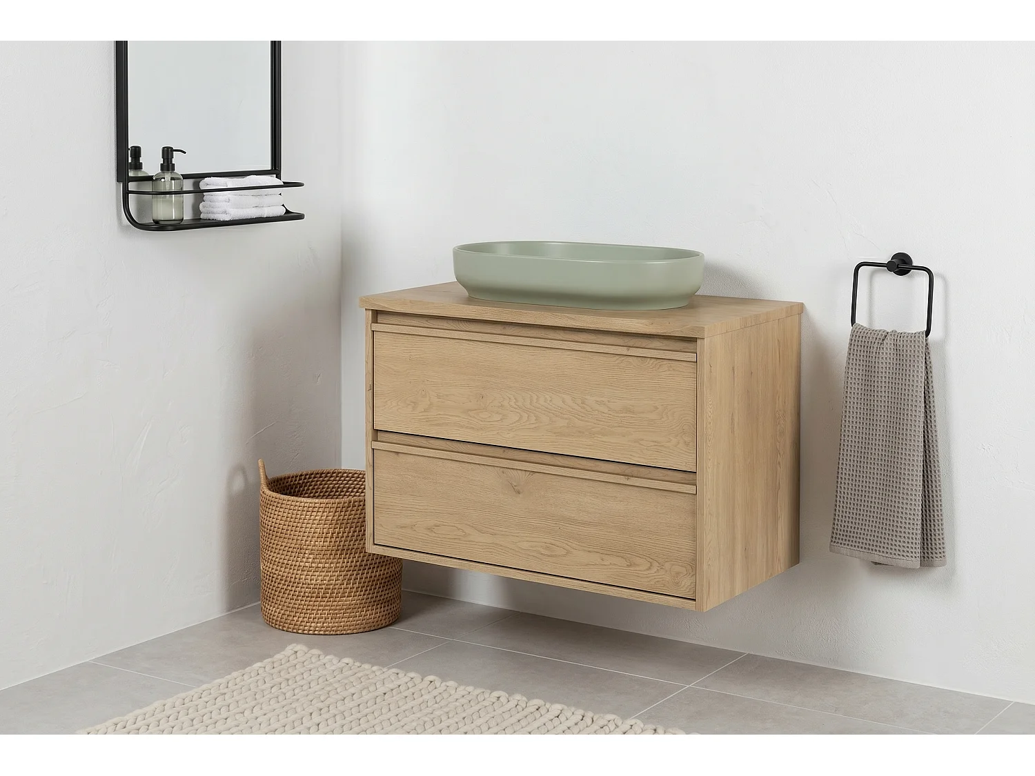 Set di mobili Costano Cremona 80cm con piano e lavabo da appoggio River