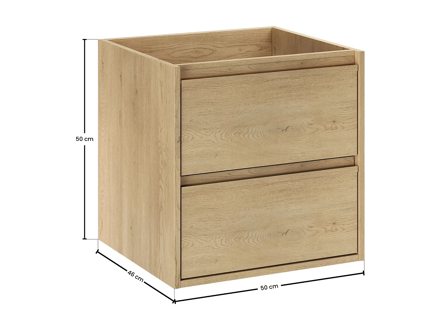Costano Cremona Meuble sous lavabo 50cm 2 tiroirs