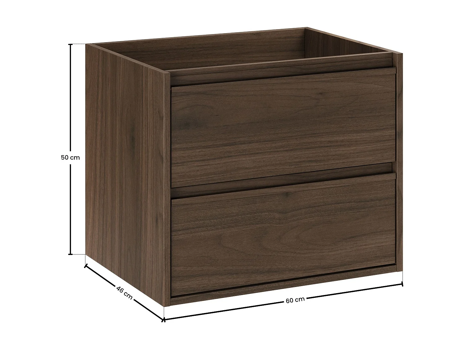 Costano Villa Meuble sous lavabo 60cm 2 tiroirs