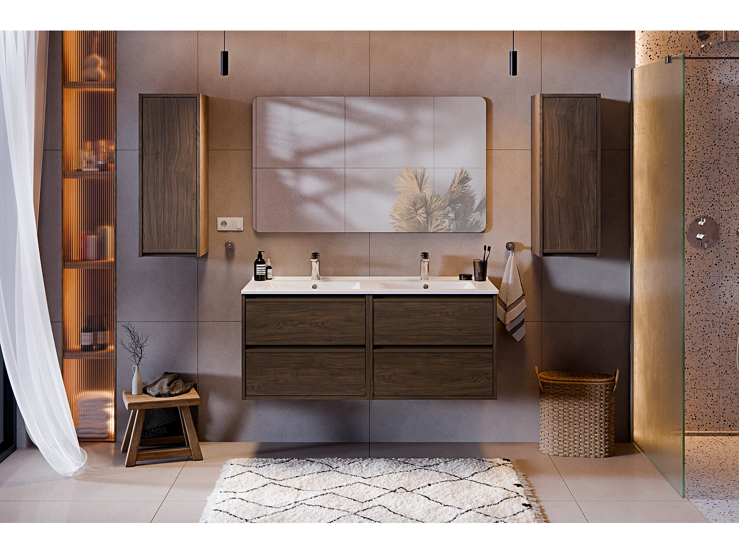 Costano Villa Meuble sous lavabo 60cm 2 tiroirs