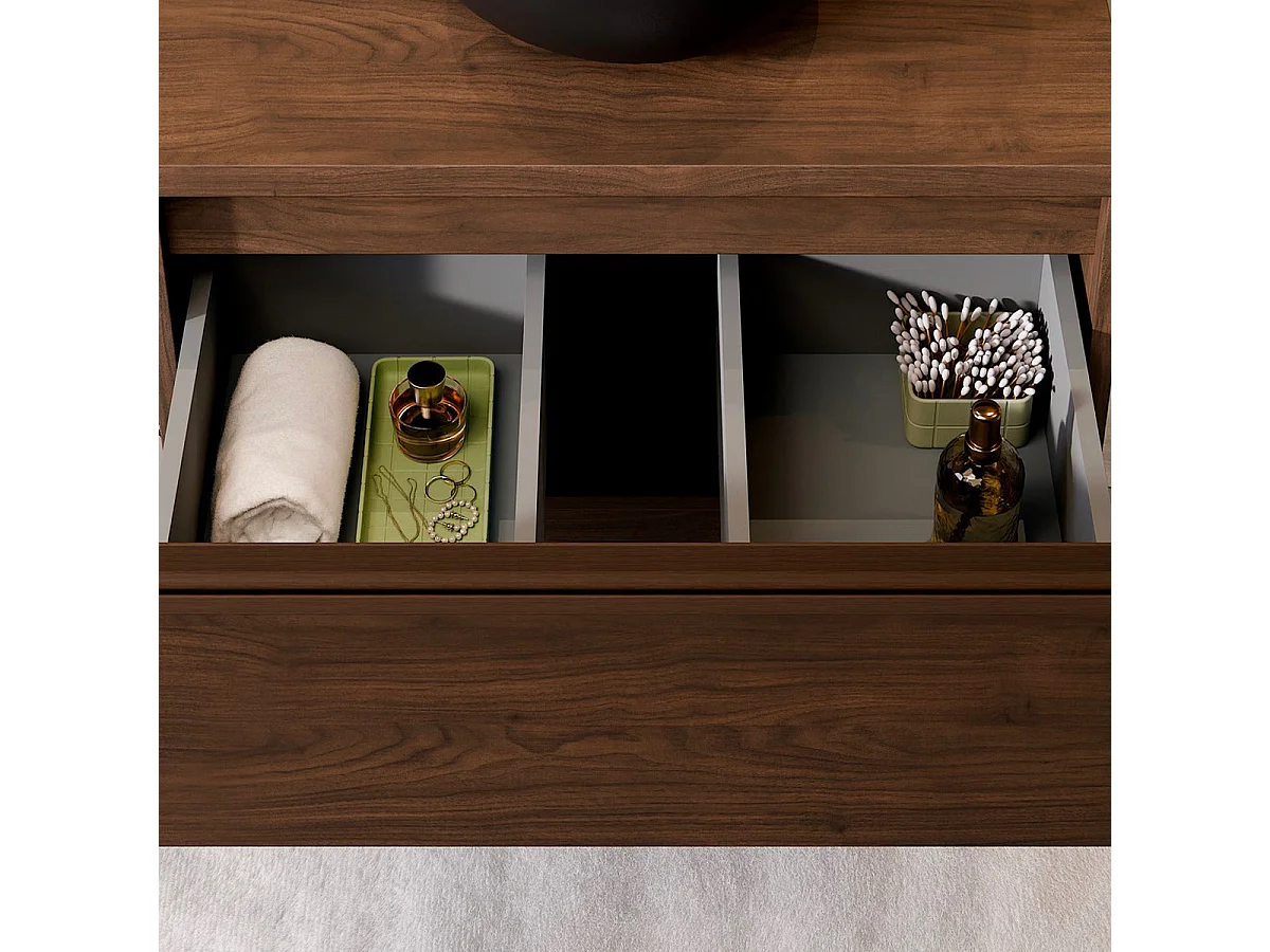 Edmé 60cm Vanity Cabinet with Countertop Dark Wood