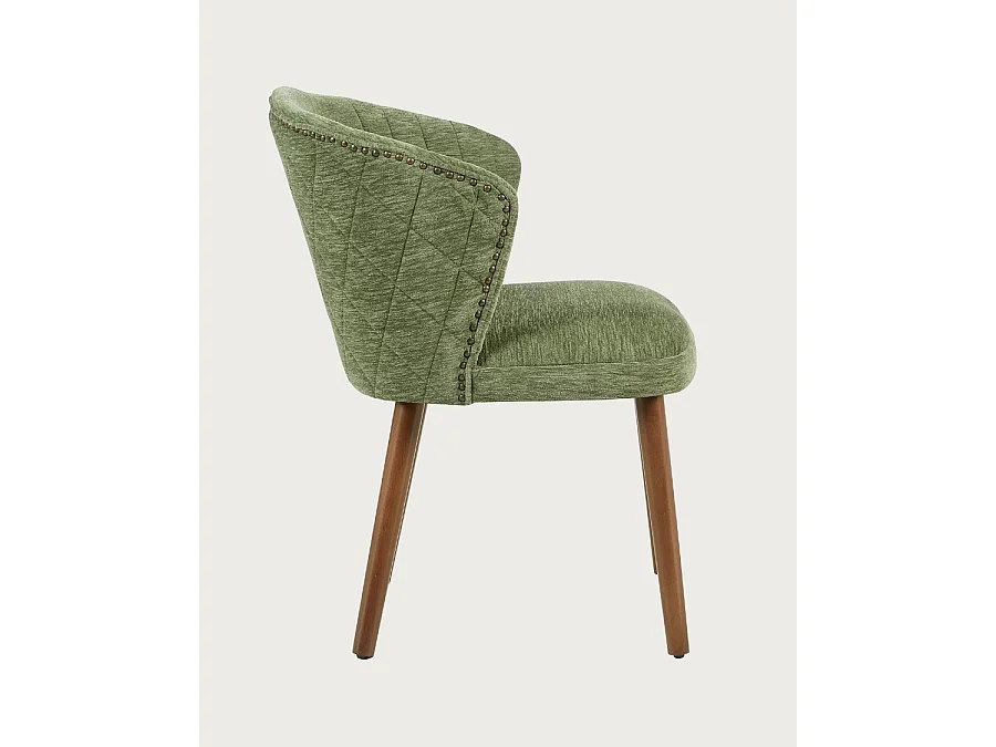 Molo Green - Set di 2 sedie da pranzo in tessuto verde con gambe in legno