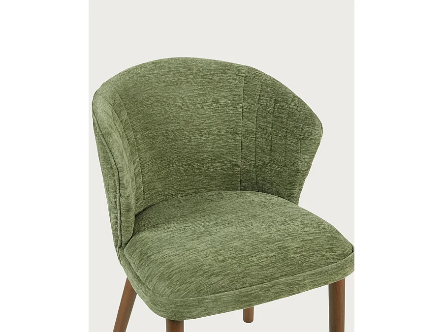 Molo vert - Lot de 2 chaises repas en tissu vert avec pieds en bois