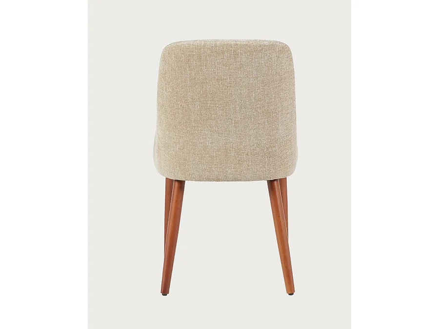 Liro beige - Lot de 2 chaises repas en tissu beige pieds en bois