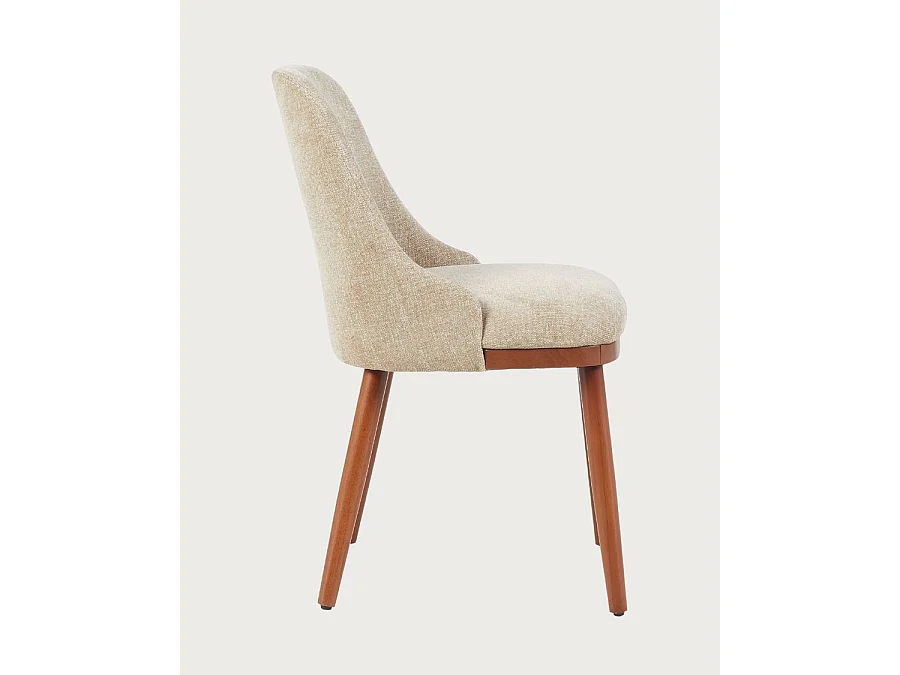 Liro beige - Set di 2 sedie da pranzo in tessuto beige con gambe in legno