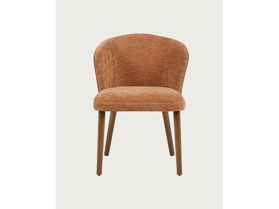 Molo marron - Lot de 2 chaises repas en tissu marron avec pieds en bois