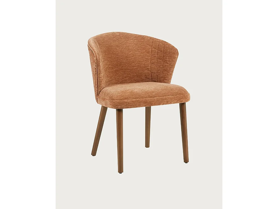 Molo marron - Lot de 2 chaises repas en tissu marron avec pieds en bois