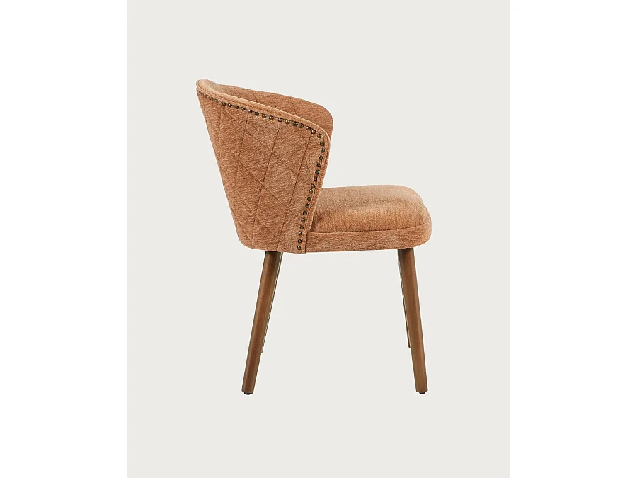 Molo marron - Lot de 2 chaises repas en tissu marron avec pieds en bois