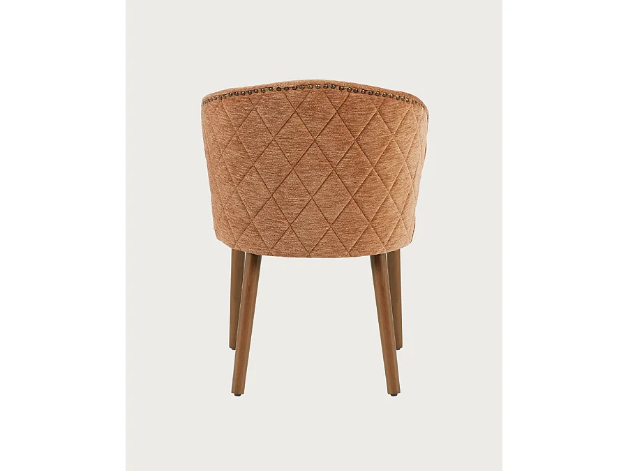 Molo marron - Lot de 2 chaises repas en tissu marron avec pieds en bois