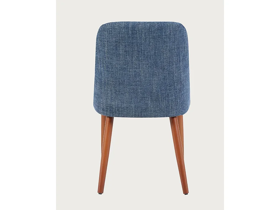 Liro bleu - Lot de 2 chaises repas en tissu bleu avec pieds en bois