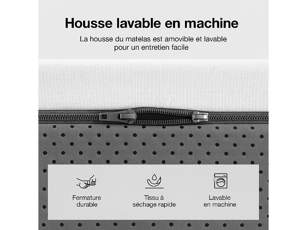 Novilla Matelas 180x200, 18 cm, Matelas Mousse à Mémoire de Forme en Gel 7 Zones, Mousse en Fibre de Bambou, Amovible